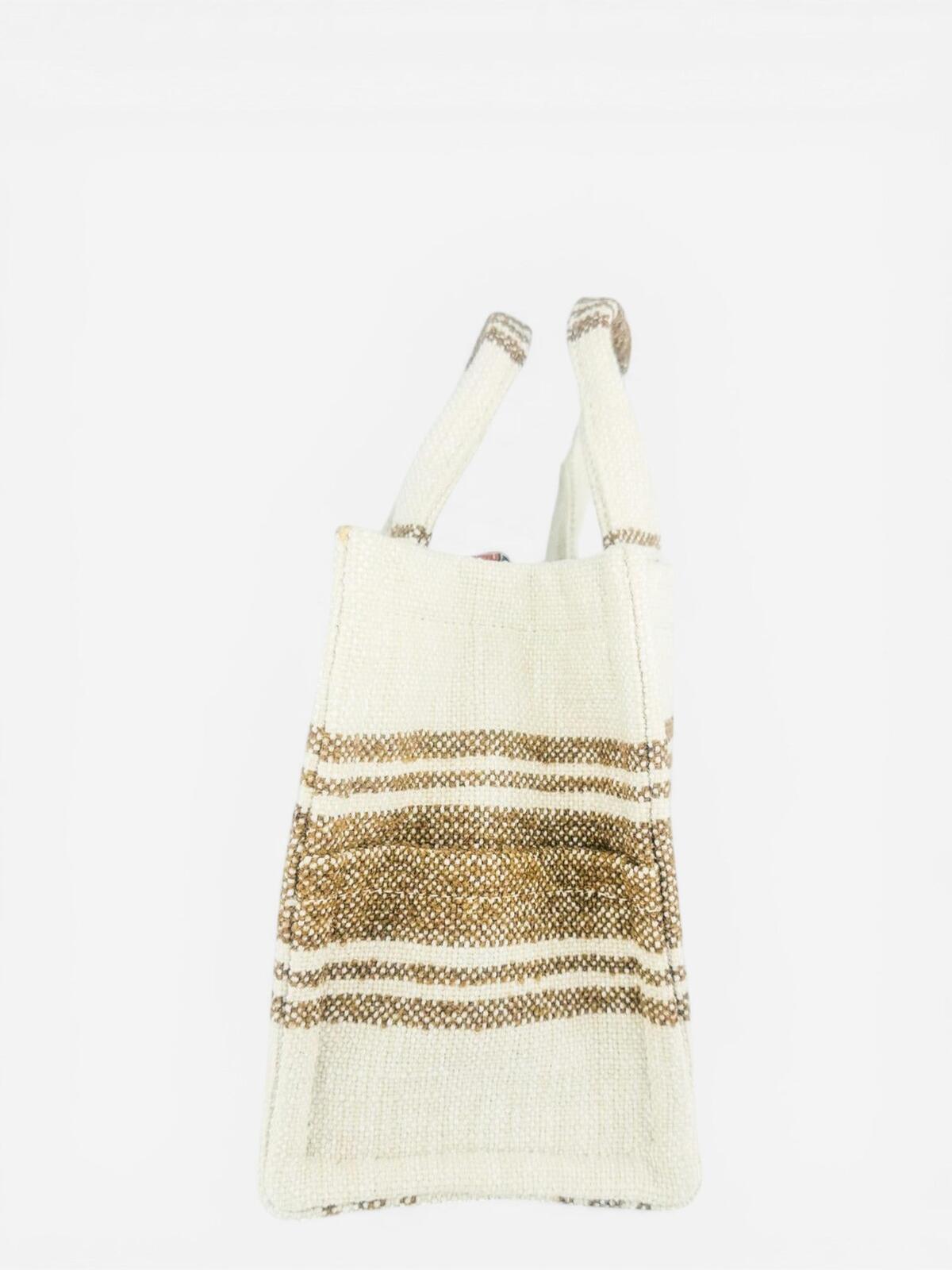 Celine Small Cabas Thais Striped Jacquard Textile Tote Bag | New