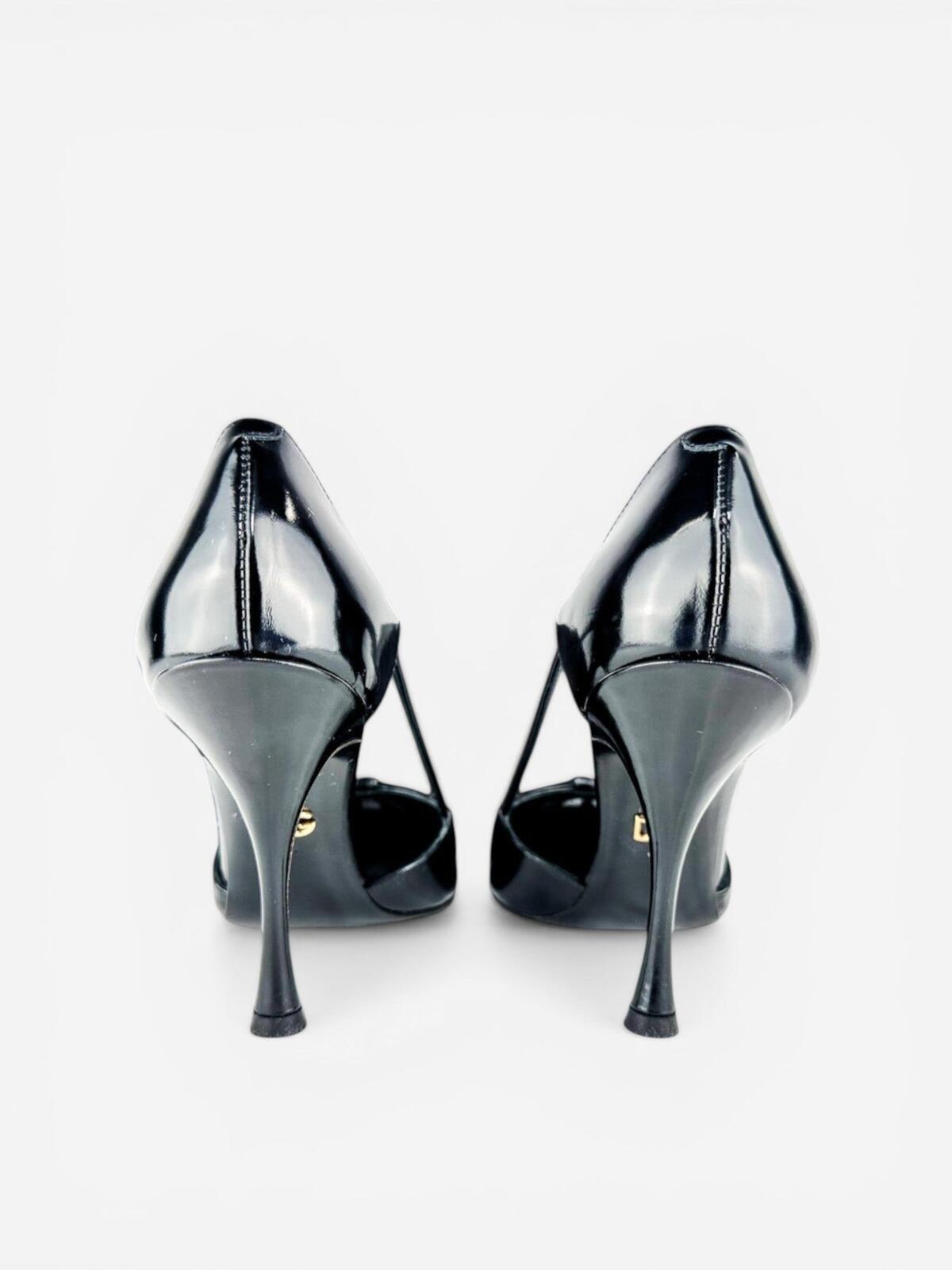 Dolce & Gabbana Black Patent Leather Bow Stiletto Pump EU 35.5 US 5.5 | NIB
