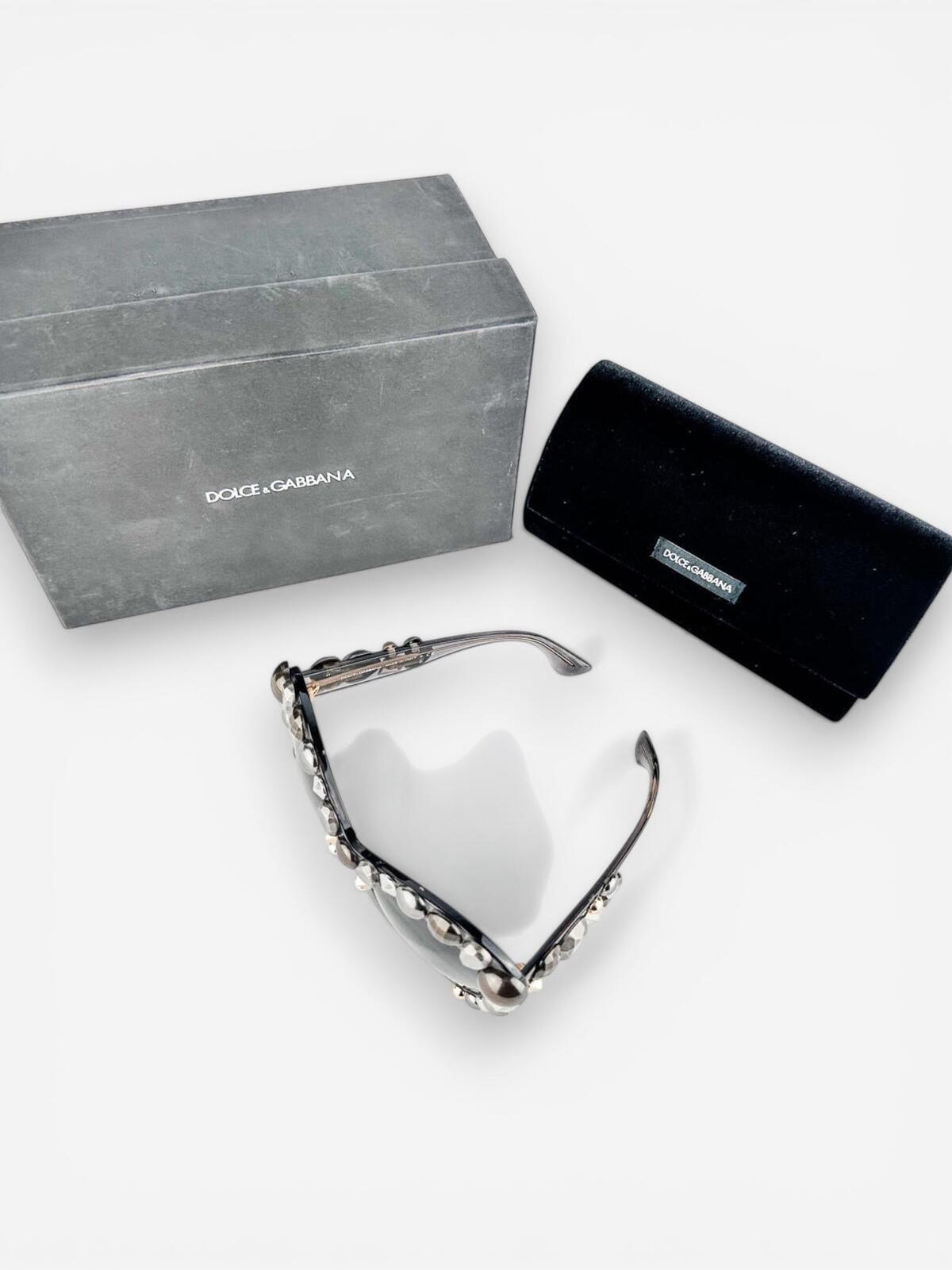 Dolce & Gabbana DG4266 Gray Translucent Metal Stud Sunglasses | NWT Rare