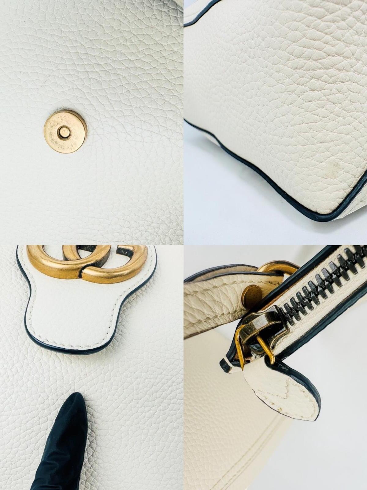 Gucci Dahlia Small Tote Mystic White Grained Calfskin Double G | New