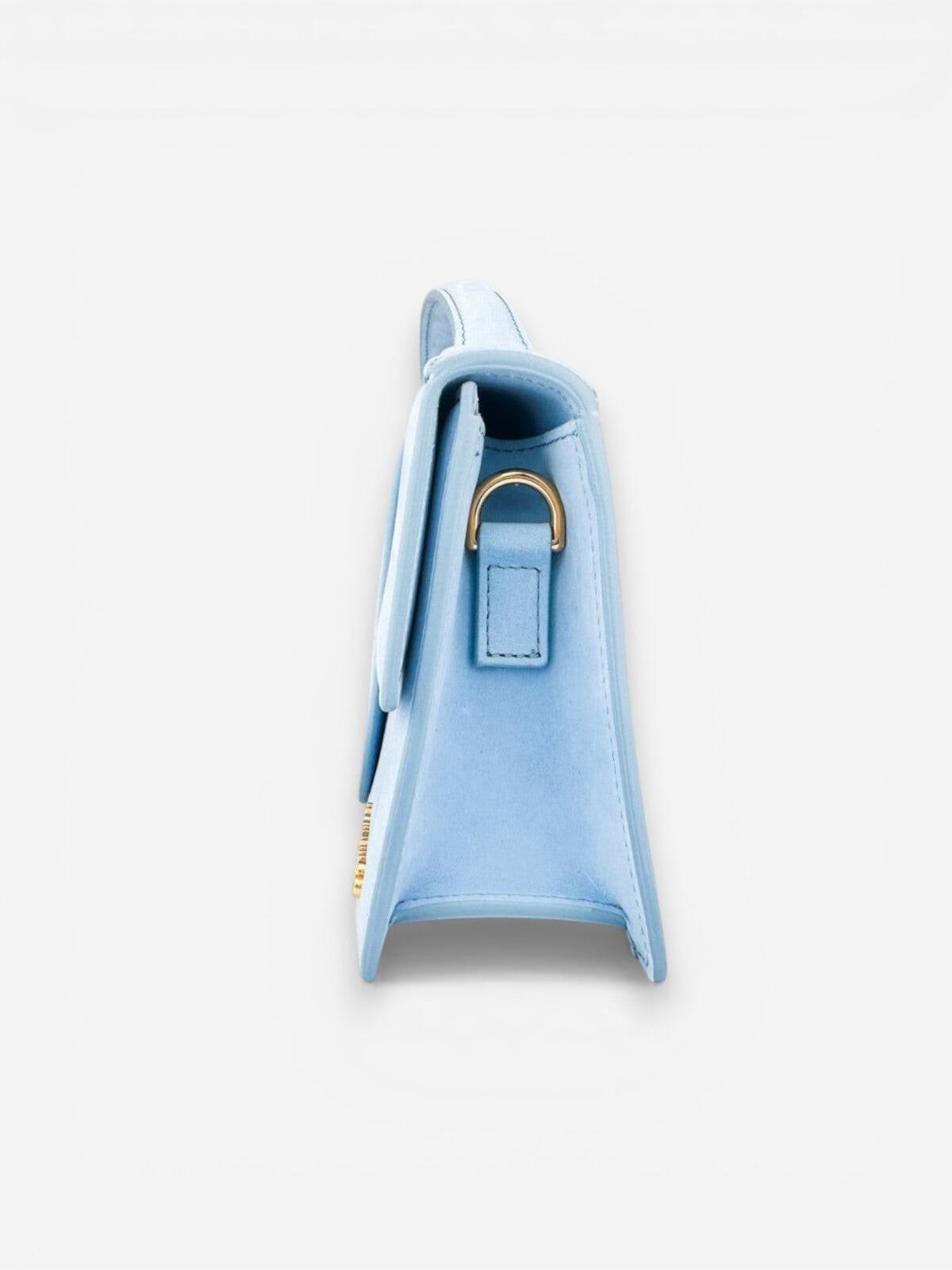 Jacquemus Le Grand Bambino Light Blue Nubuck Suede Top Handle Bag NWT