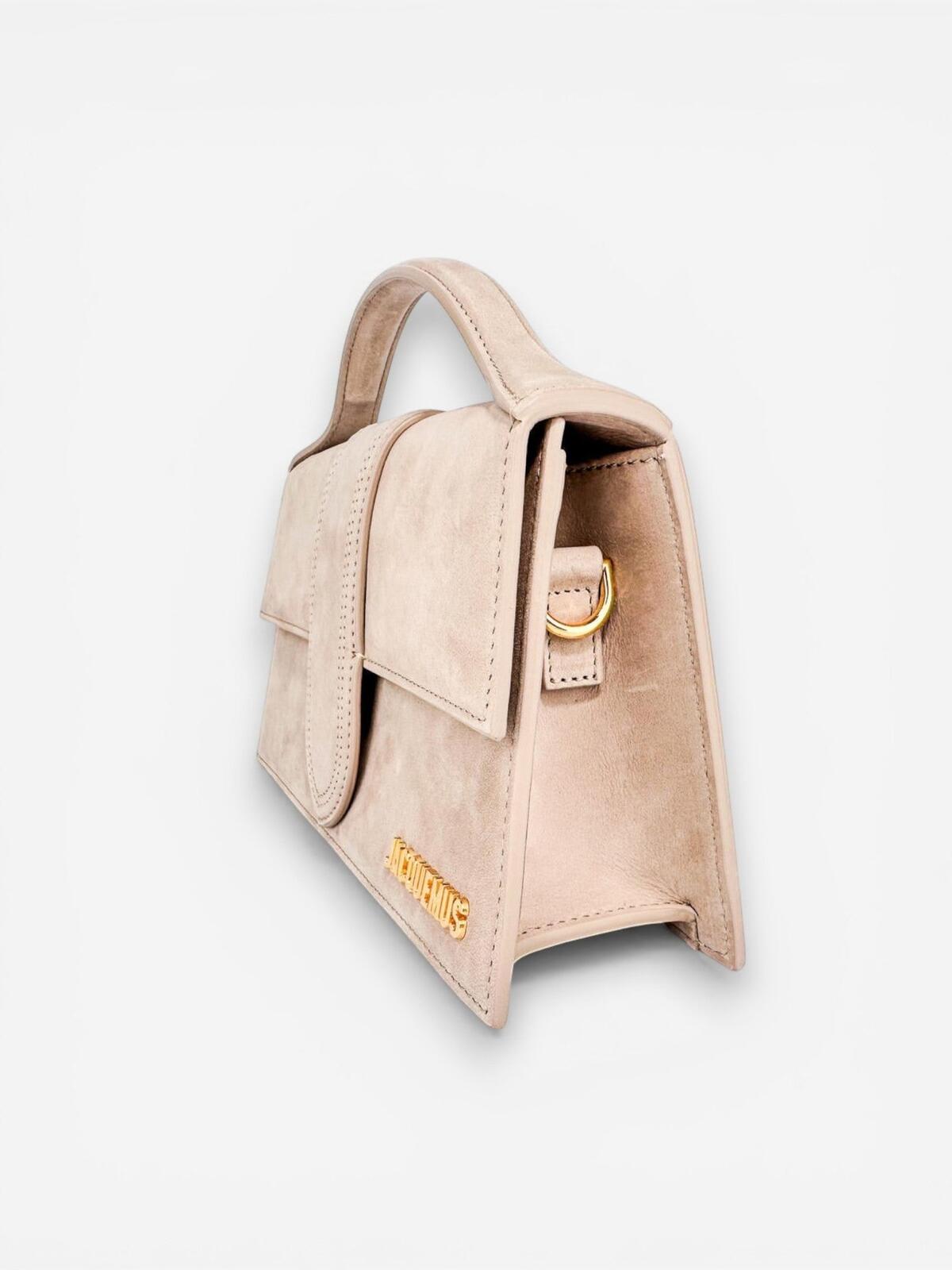 Jacquemus Le Grand Bambino Beige Nubuck Calf Leather Top Handle Bag NWT