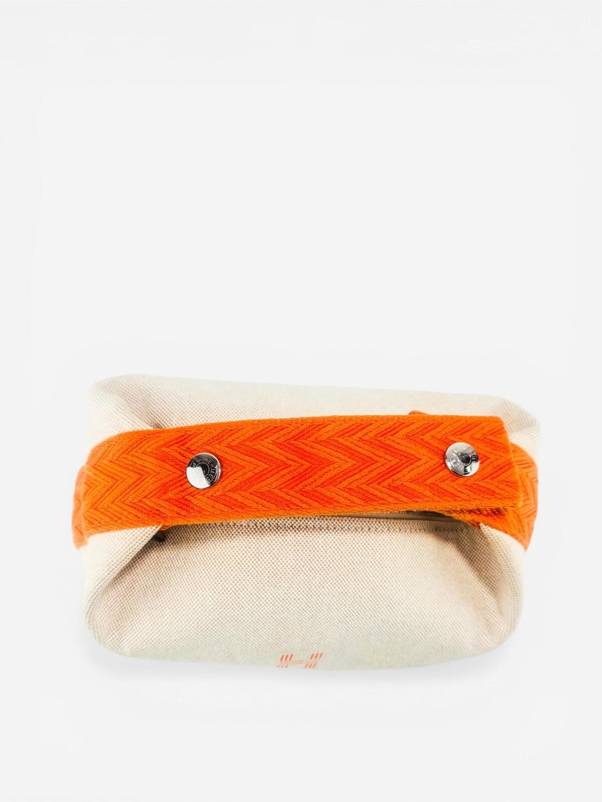 Hermès Bride-A-Brac Canvas Pouch Natural Orange Zip Top | Pre-Owned
