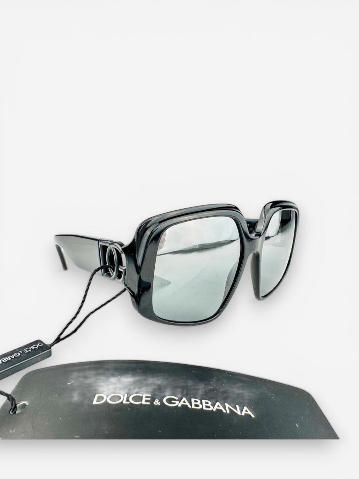 Dolce & Gabbana DG4386 Black Oversized Square Sunglasses DG Logo | NWT
