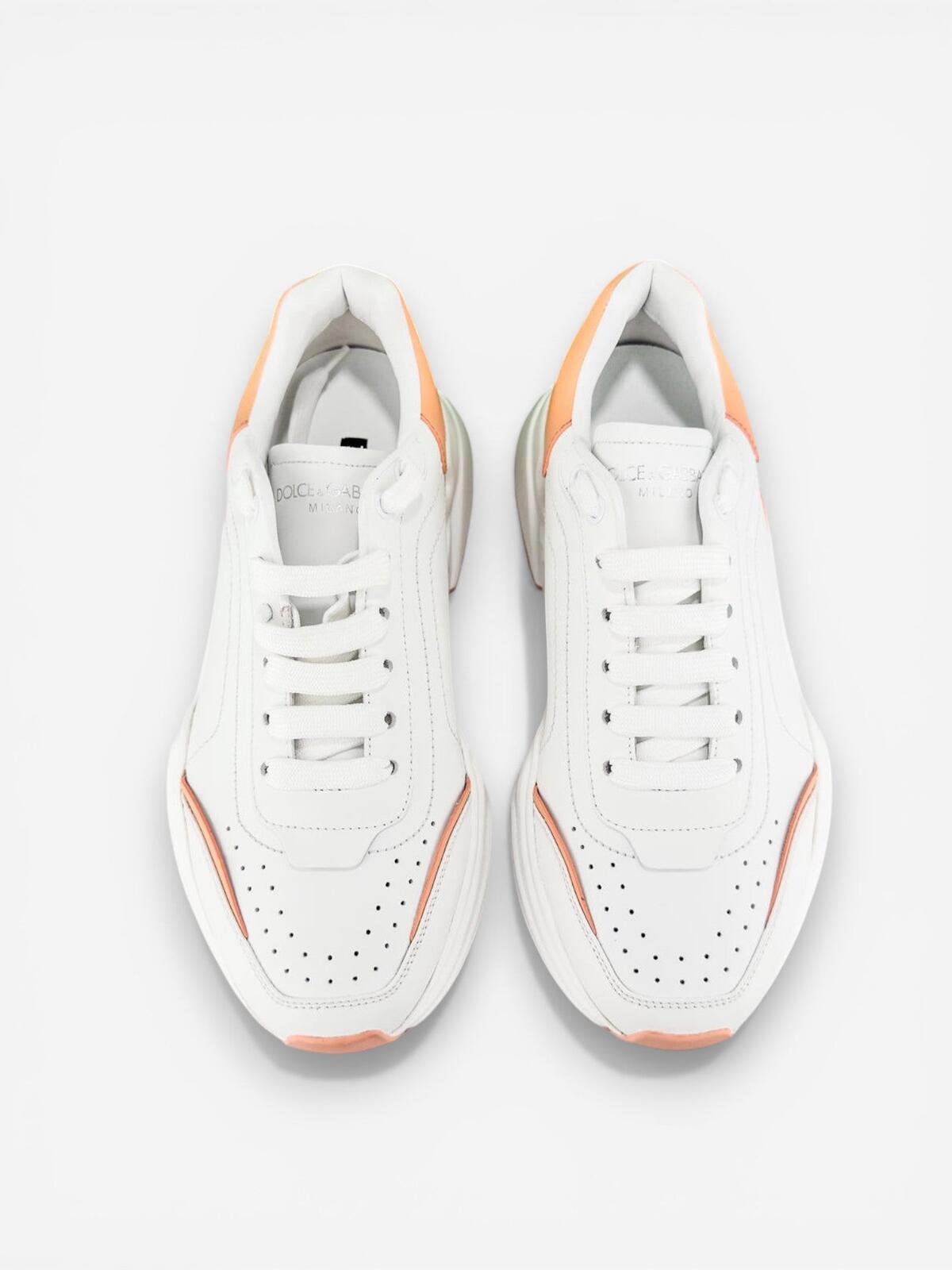 Dolce & Gabbana Daymaster White Peach Leather Sneaker EU 40 US 9 | New