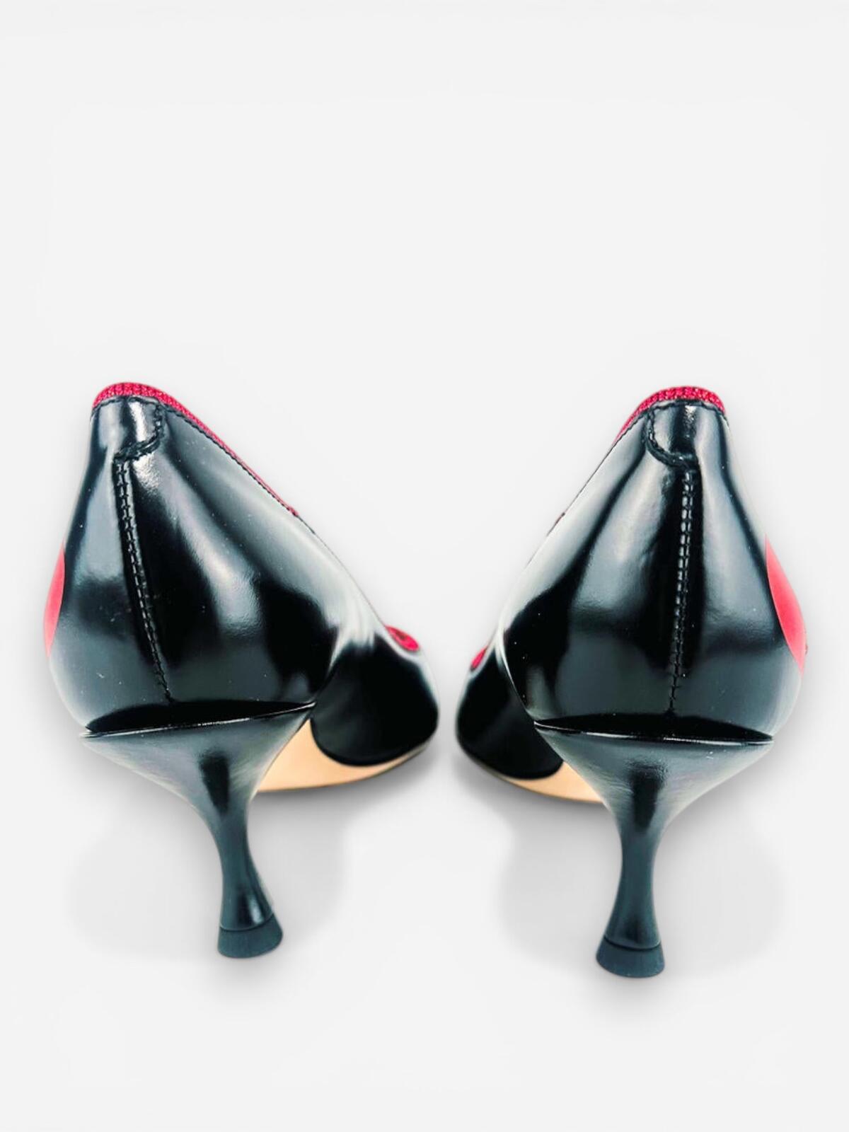 Dolce & Gabbana Lori Crazy for Sicily Patch Pump Black Red EU 35 US 5 | NIB
