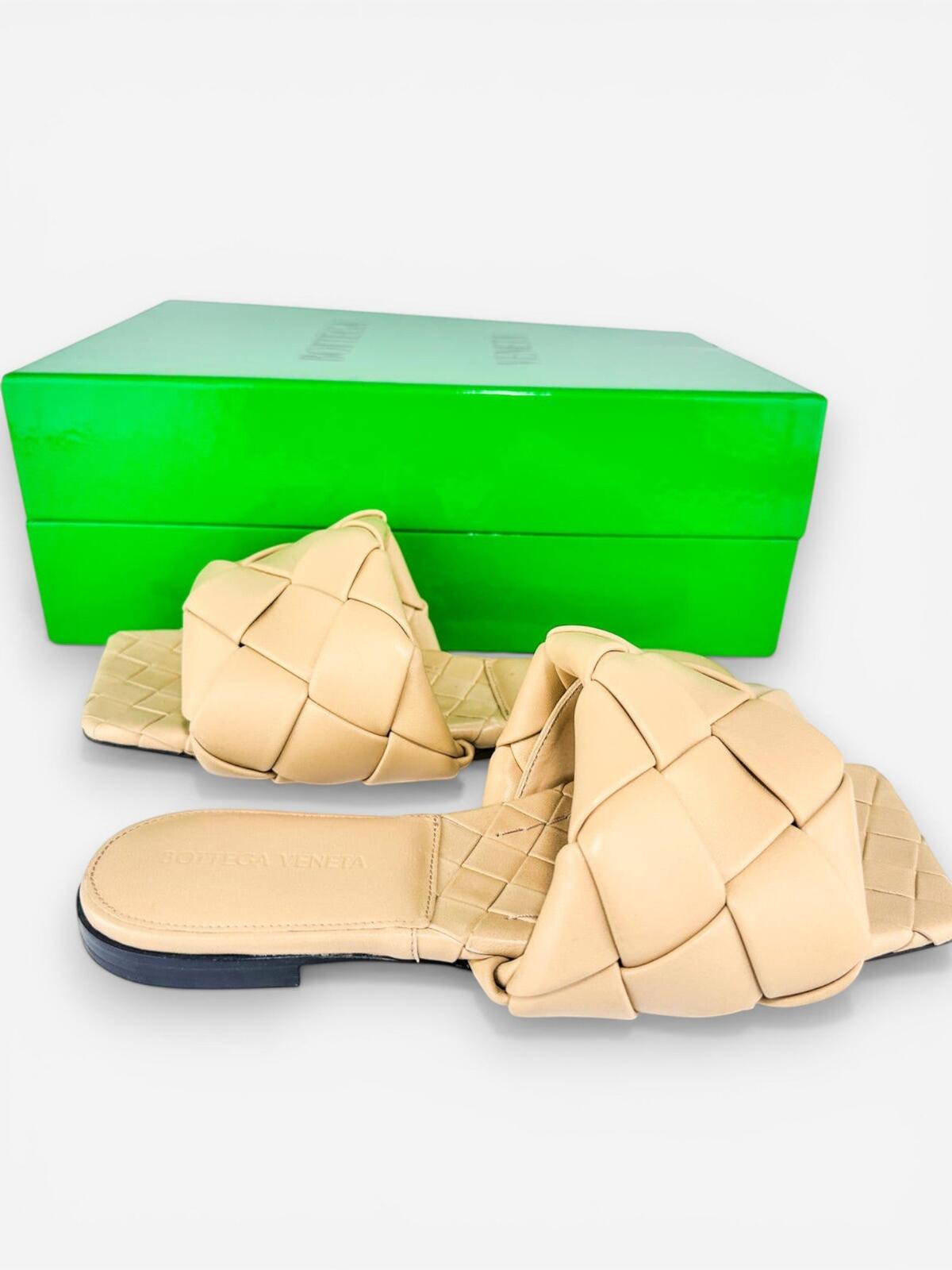 Bottega Veneta Lido Cane Sugar Padded Intrecciato Flat Slide EU 36.5 NIB
