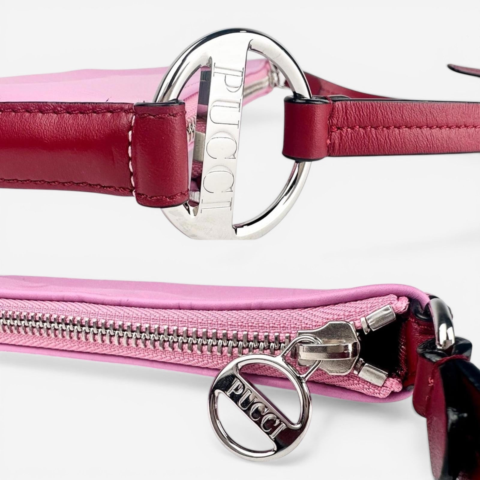 Emilio Pucci Pink Embossed Leather Crossbody Bag & Wristlet Set