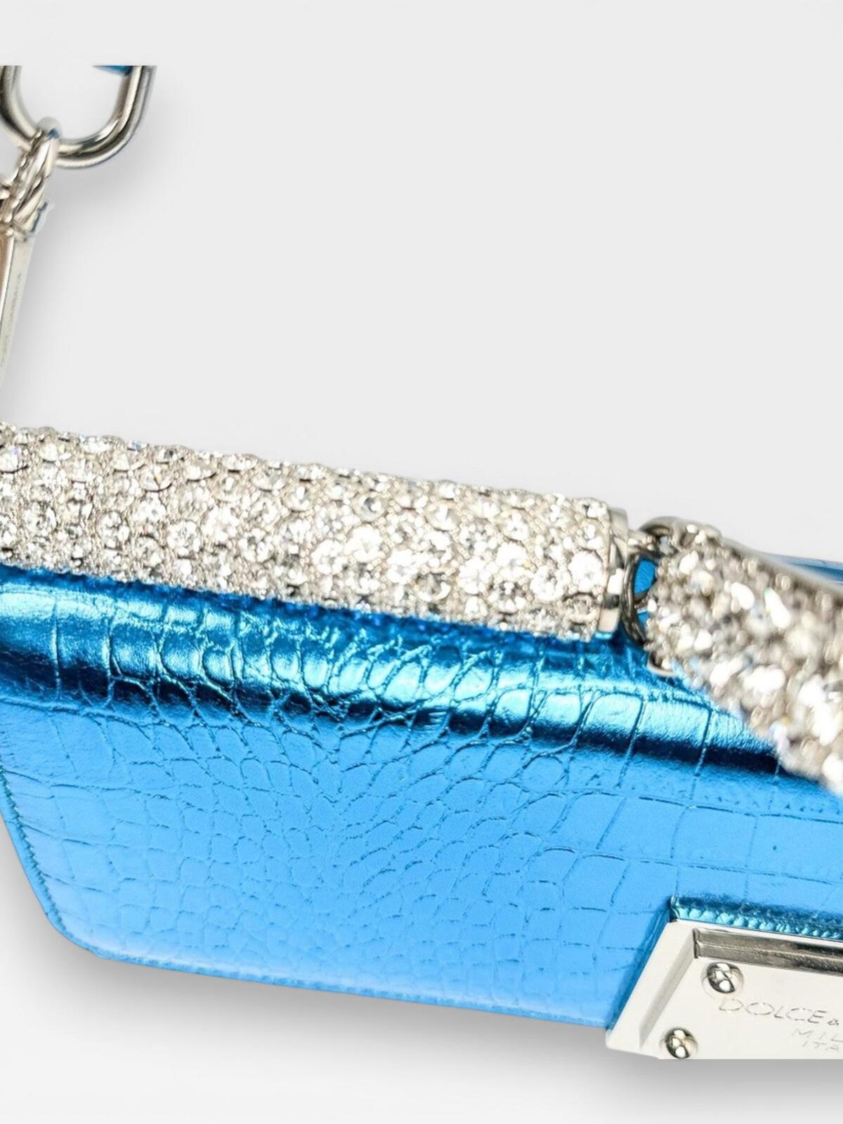 Dolce & Gabbana Sicily Rare Limited Edition Metallic Croc Light Blue | NWT