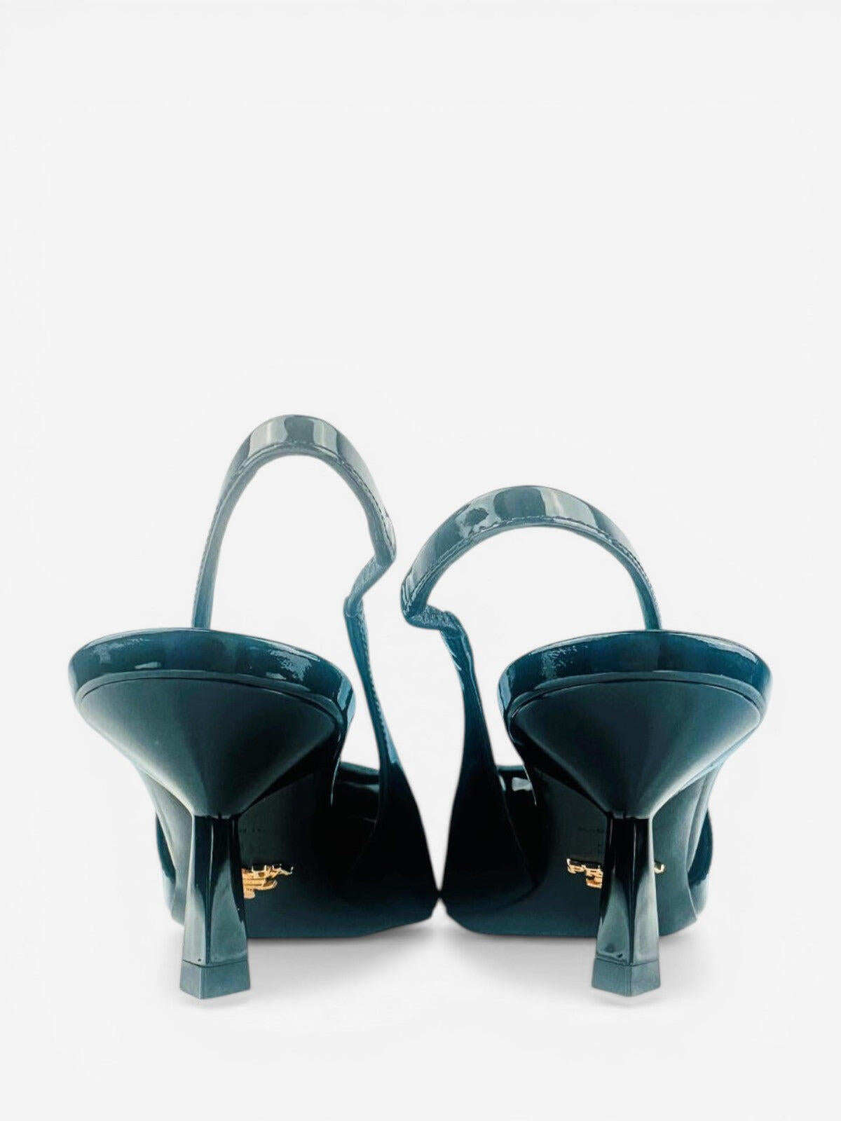 Prada Black Patent Leather Logo Bow Kitten Heel Slingback EU 36.5 | NIB