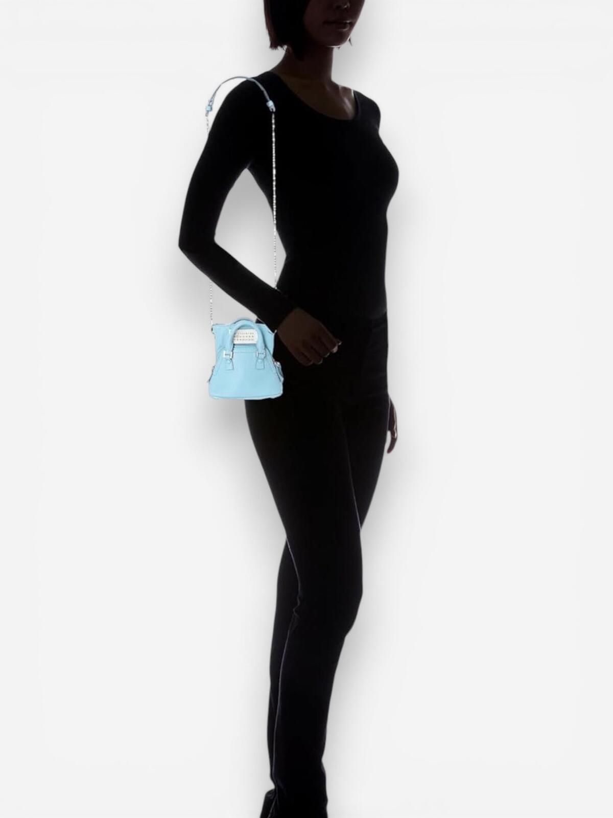 Maison Margiela 5AC Classique Baby Grained Leather Light Blue Aqua Tote | NWT