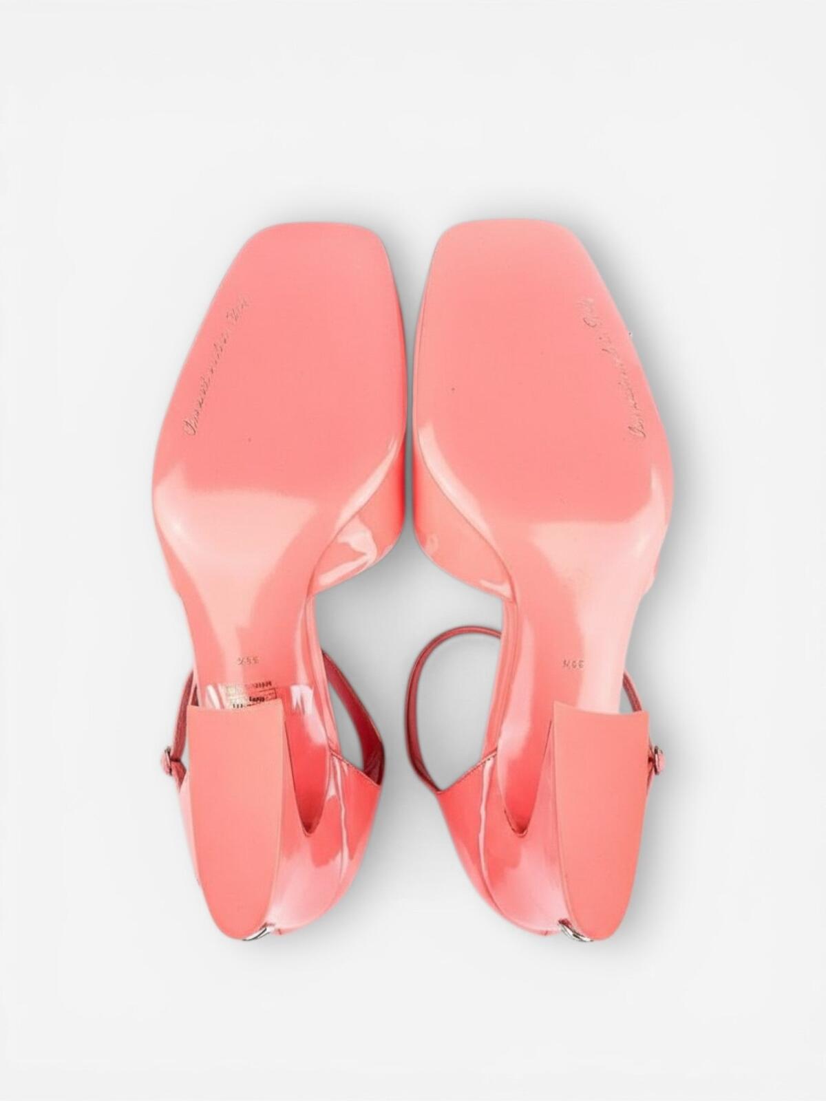 Dolce & Gabbana Peach Patent Ankle Strap Pump Logo Heel EU 39.5 US 9 NWT