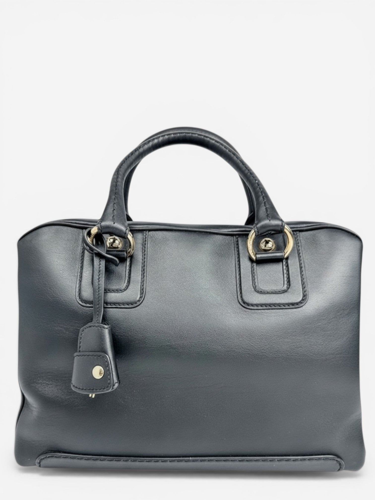 Dolce & Gabbana Vitello Aria Black Leather Multi‑Zip Top Handle Bag – New