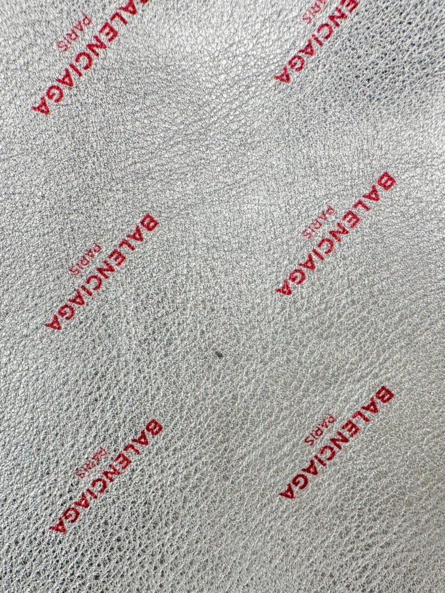 Balenciaga Metallic Silver Logo Leather Pouch – Like New