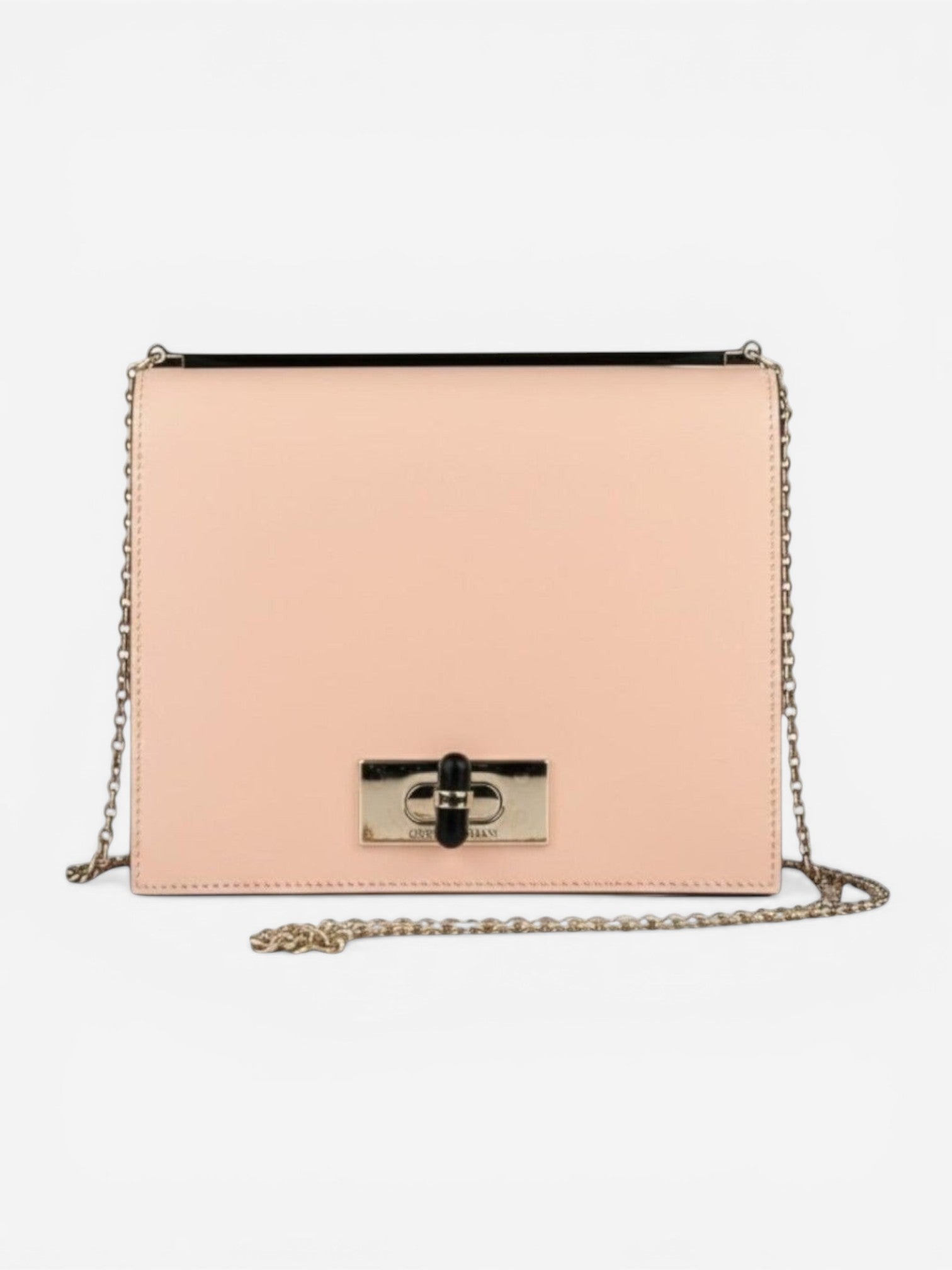 Giorgio Armani Blush Leather Frame Chain Shoulder Crossbody Bag New