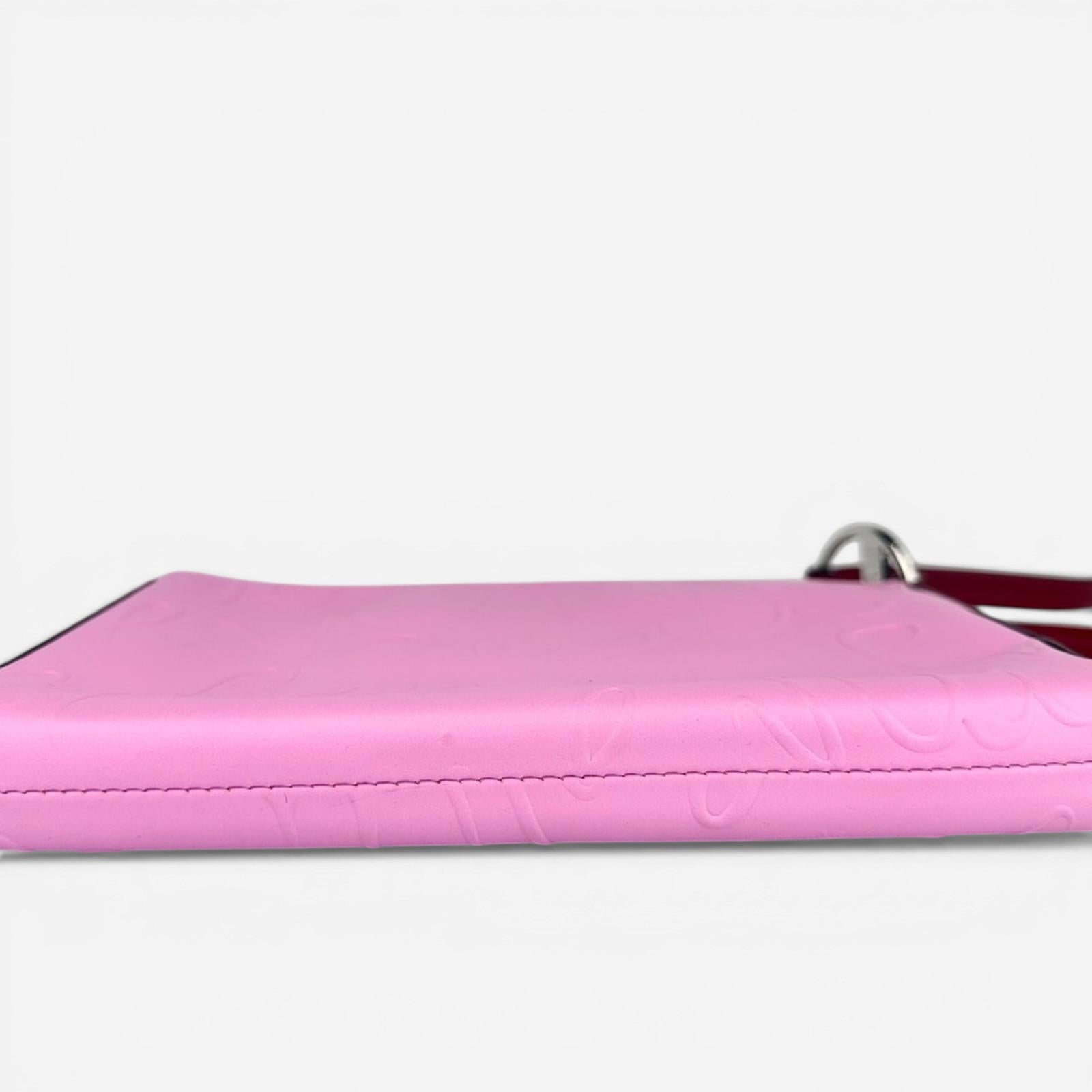 Emilio Pucci Pink Embossed Leather Crossbody Bag & Wristlet Set