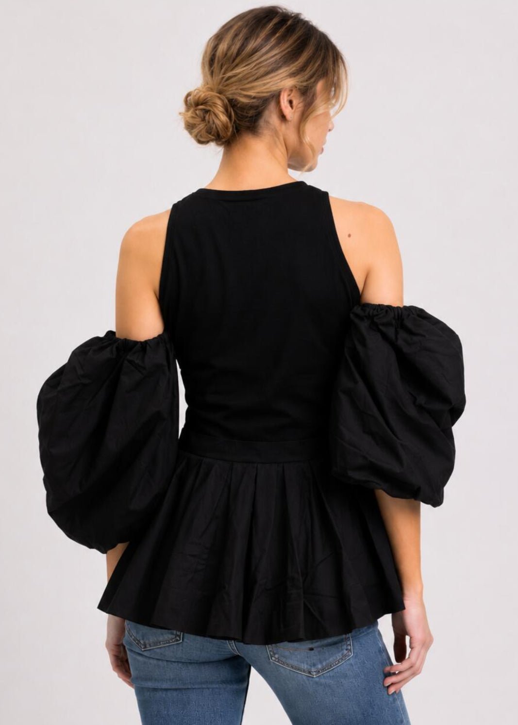 Alexander McQueen Alexander McQueen Balloon Sleeve Peplum Top Black IT 40 US 4 S | NWT - Vestir