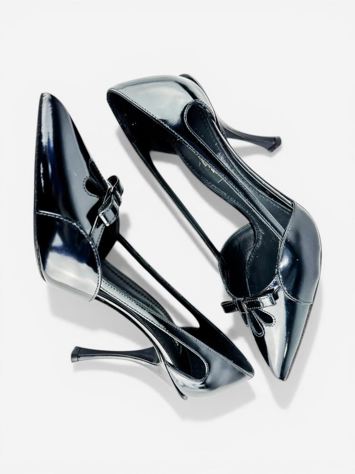Dolce & Gabbana Black Patent Leather Bow Stiletto Pump EU 35.5 US 5.5 | NIB