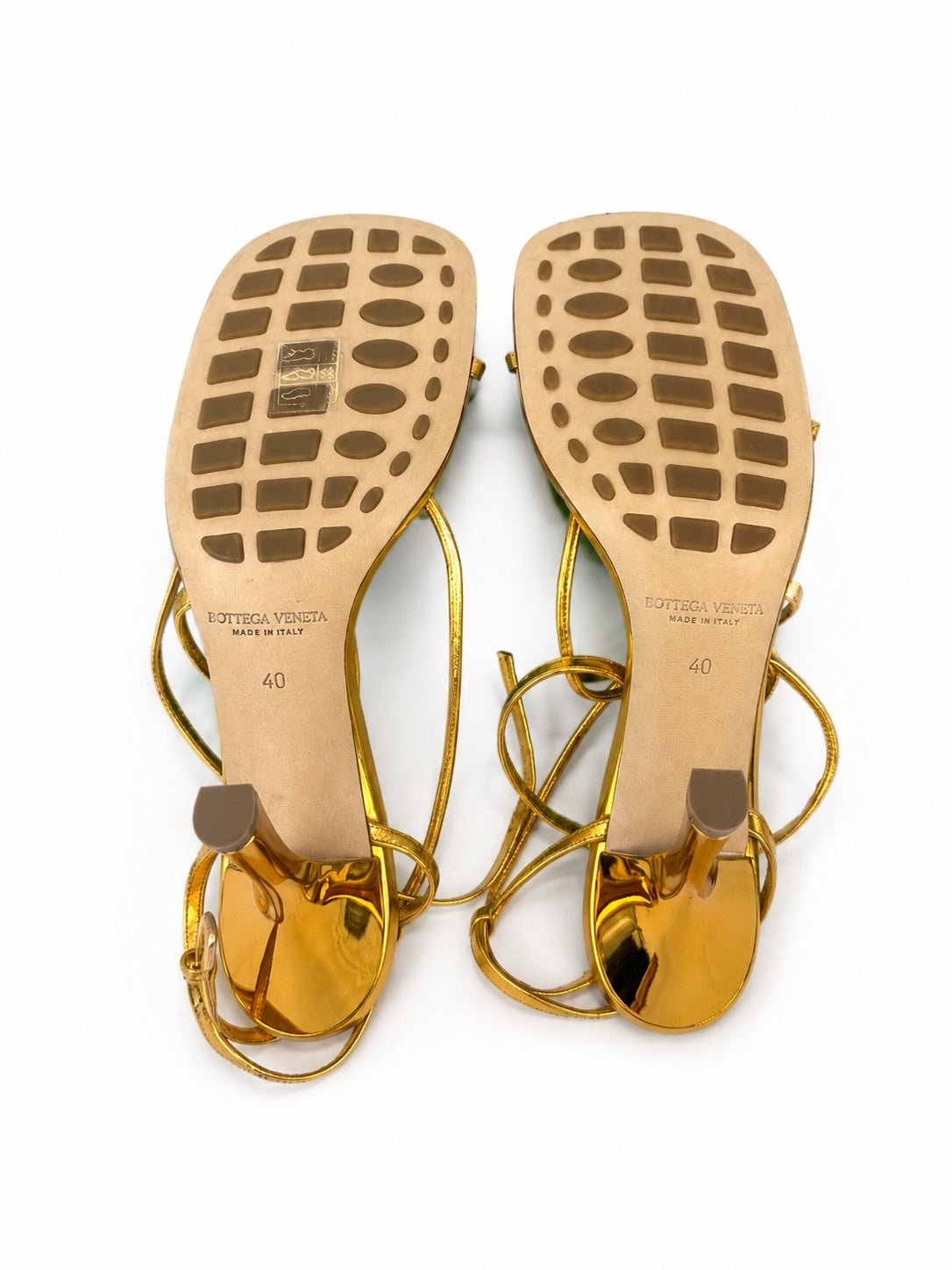 Bottega Veneta Bottega Veneta Metallic Gold Leather Strappy Sandals EU 40 | NIB - Vestir