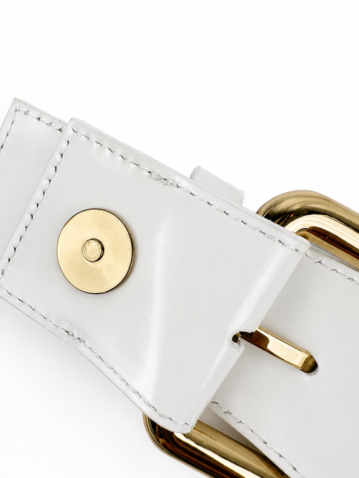 By FAR BY FAR Donna White Glossy Leather Shoulder Bag Gold Hardware M | NWT - Vestir