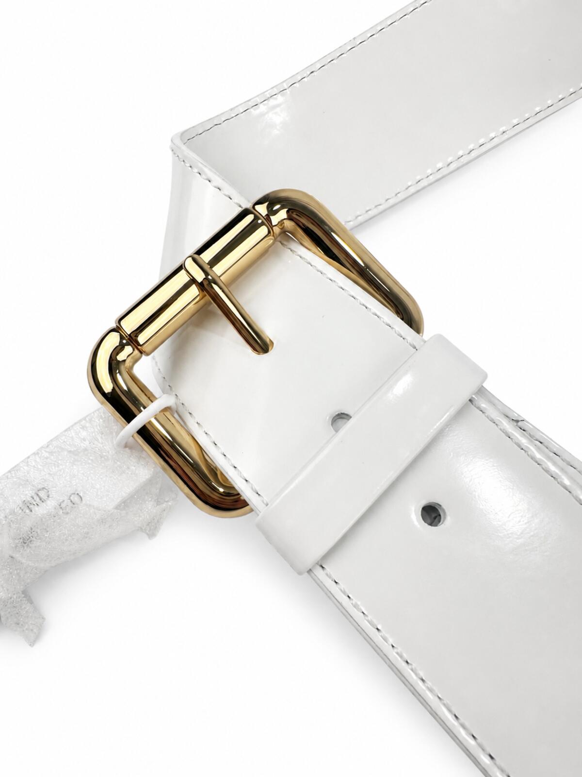 By FAR BY FAR Donna White Glossy Leather Shoulder Bag Gold Hardware M | NWT - Vestir