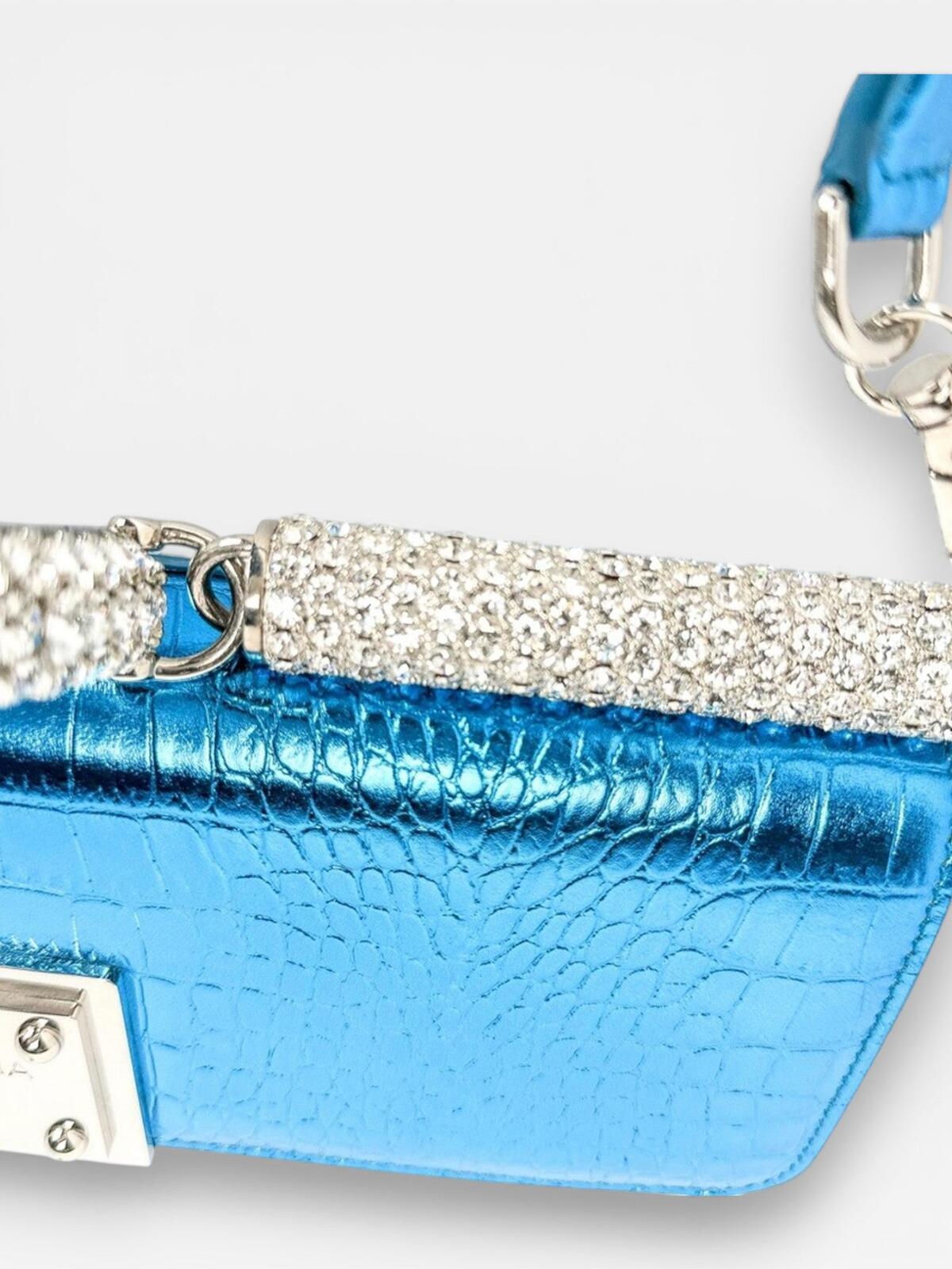 Dolce & Gabbana Sicily Rare Limited Edition Metallic Croc Light Blue | NWT