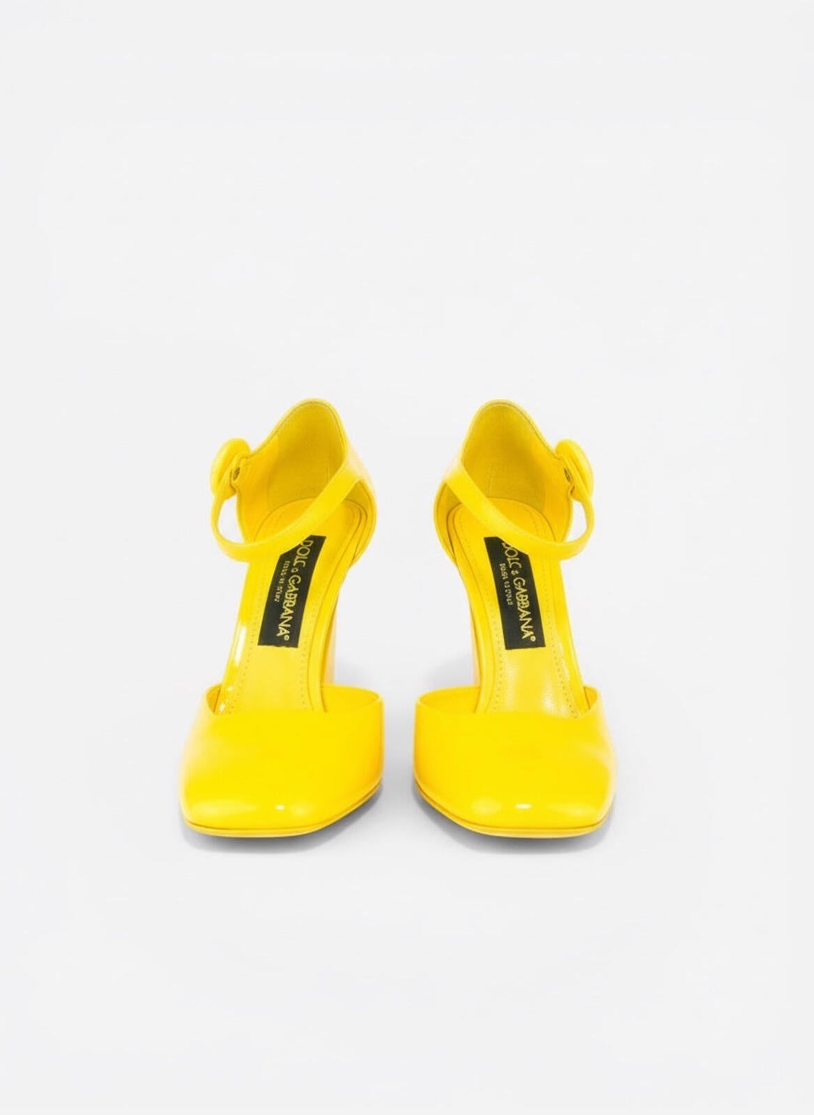 Dolce & Gabbana Yellow Patent Calfskin Wedge Pump DG Logo EU 38.5 US 8 NIB