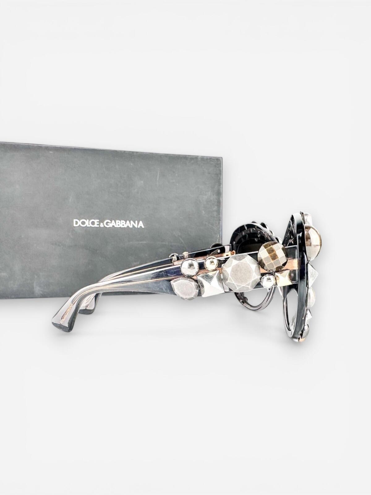 Dolce & Gabbana DG4266 Gray Translucent Metal Stud Sunglasses | NWT Rare