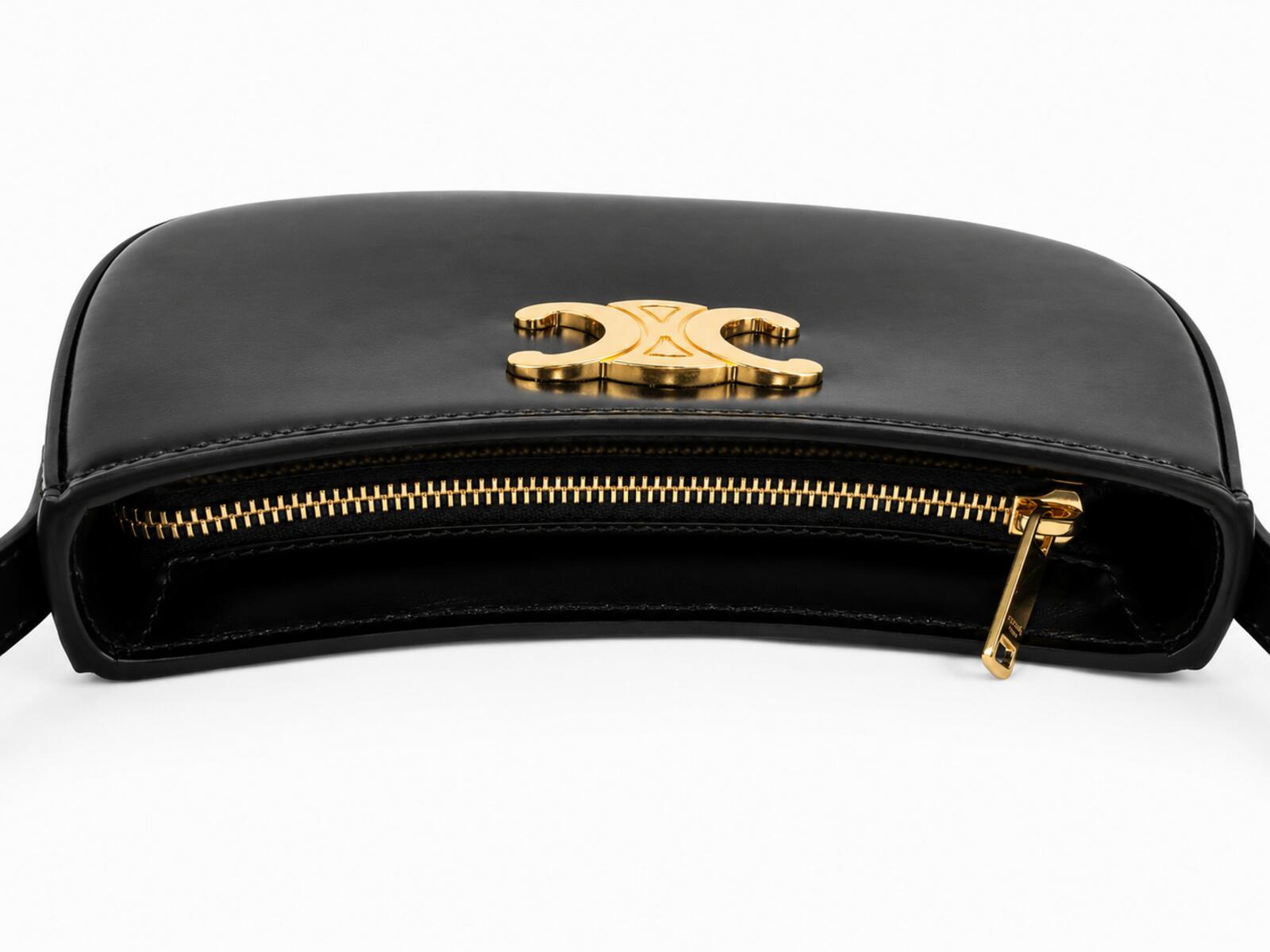 CÉLINE Celine Medium Tilly Shoulder Bag Black Shiny Calfskin Triomphe | New - Vestir