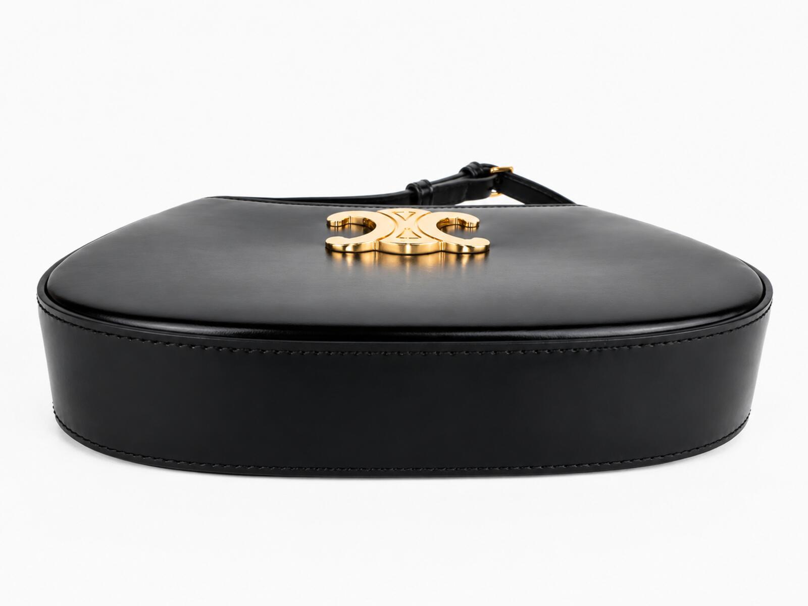 CÉLINE Celine Medium Tilly Shoulder Bag Black Shiny Calfskin Triomphe | New - Vestir