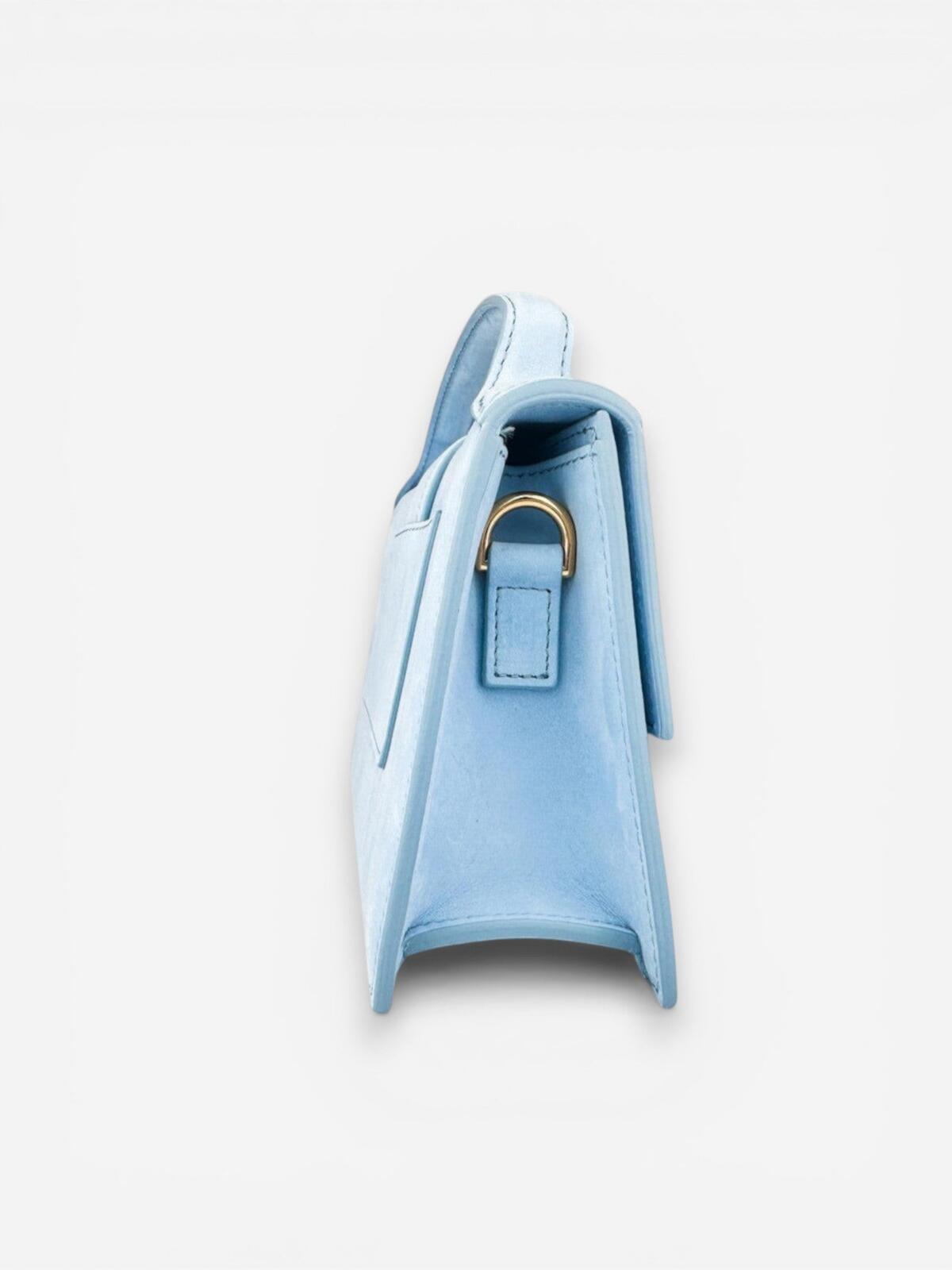 Jacquemus Le Grand Bambino Light Blue Nubuck Suede Top Handle Bag NWT
