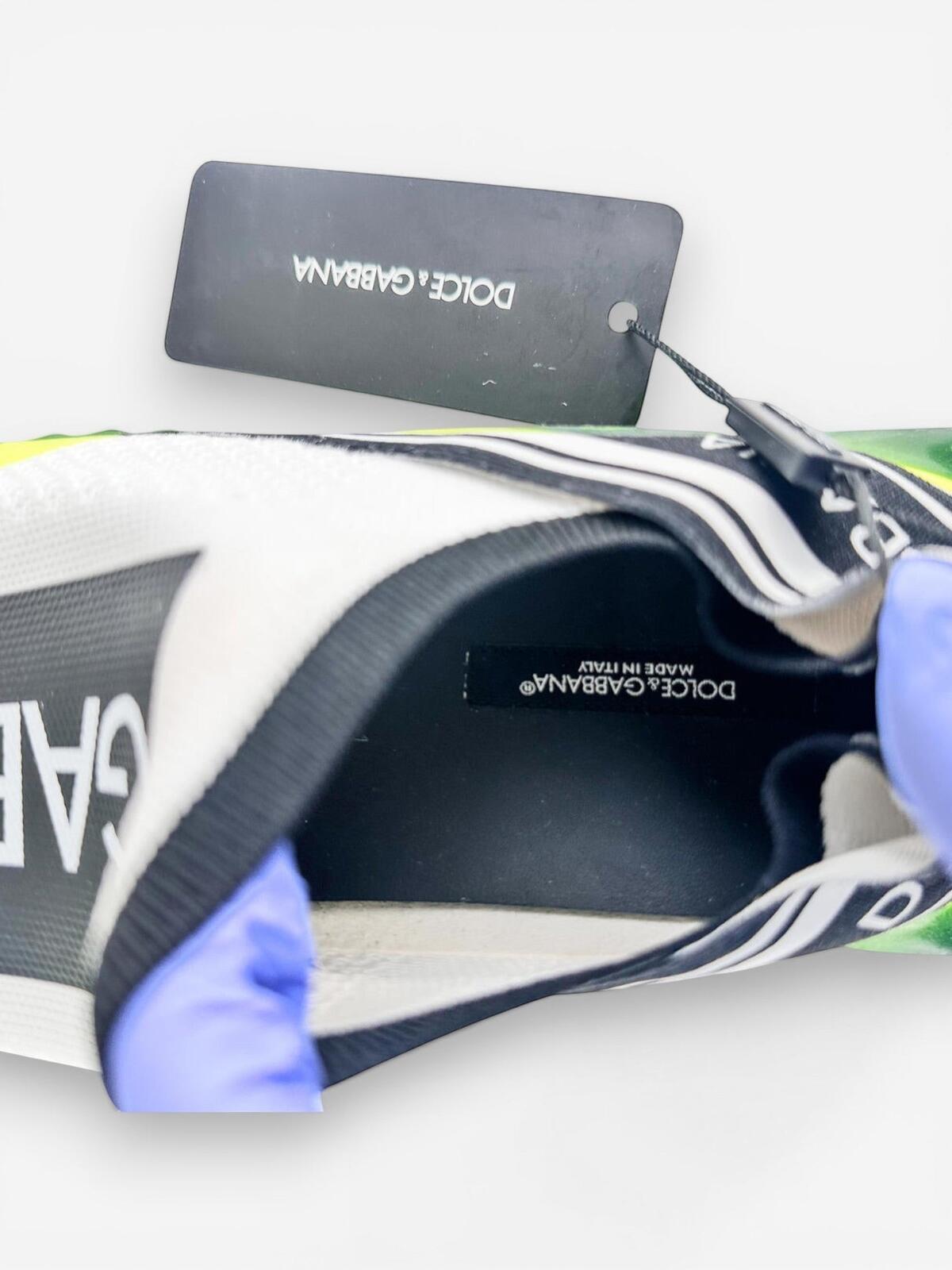 Dolce & Gabbana Sorrento Logo Slip-On Sneaker White Neon Green EU 41 NWT