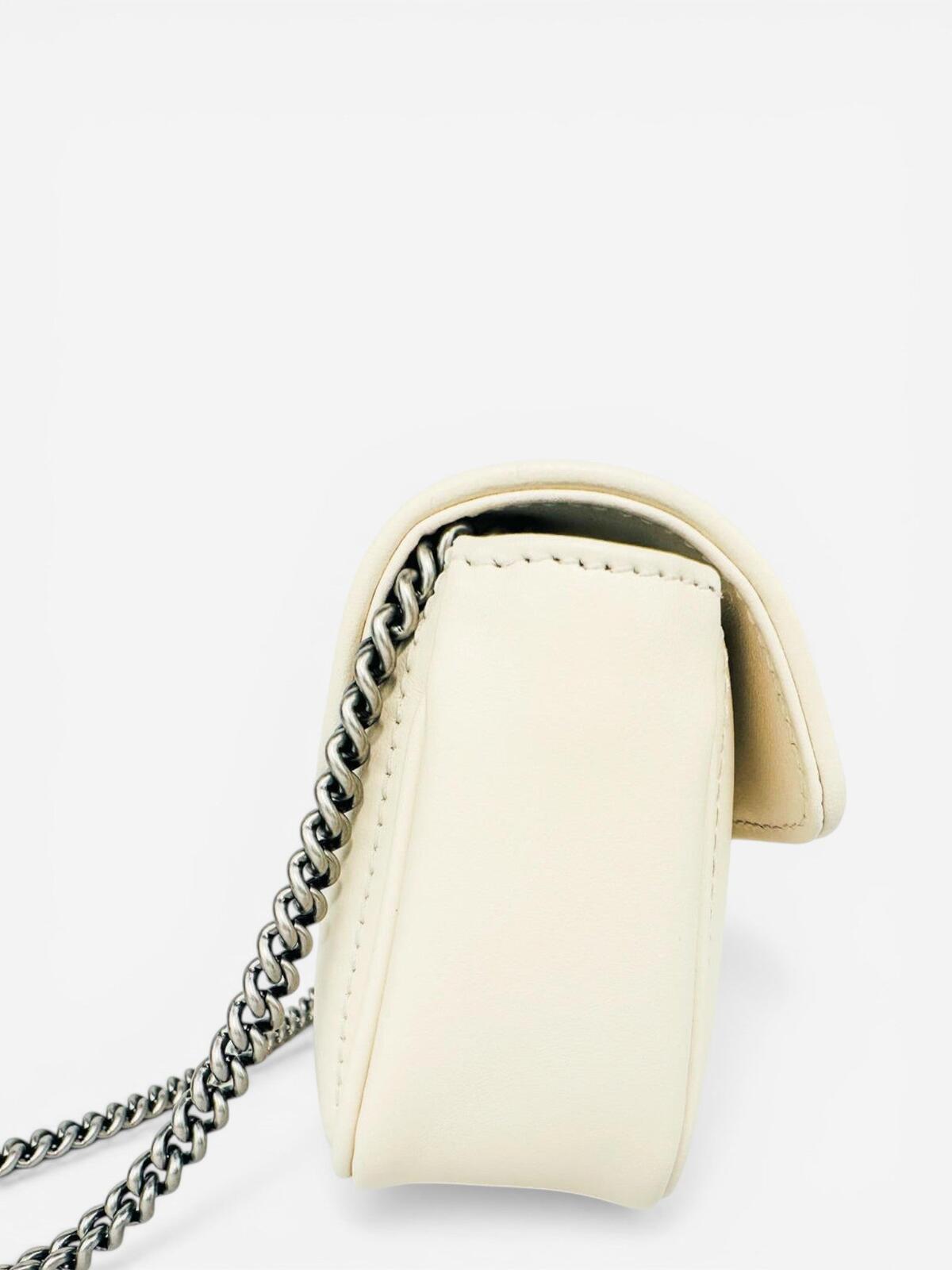 Gucci Aria Super Mini GG Marmont Bag — Mystic White Calfskin | NIB
