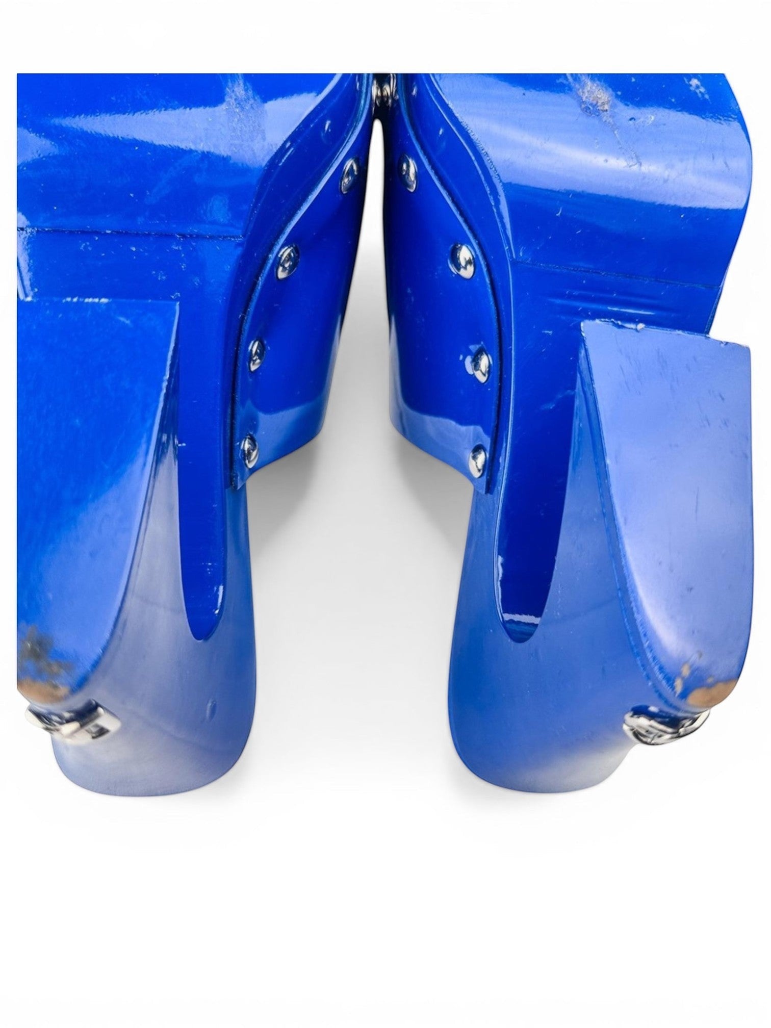 Dolce & Gabbana Blue Patent Leather Studded Platform Clog Mules EU 39 NIB