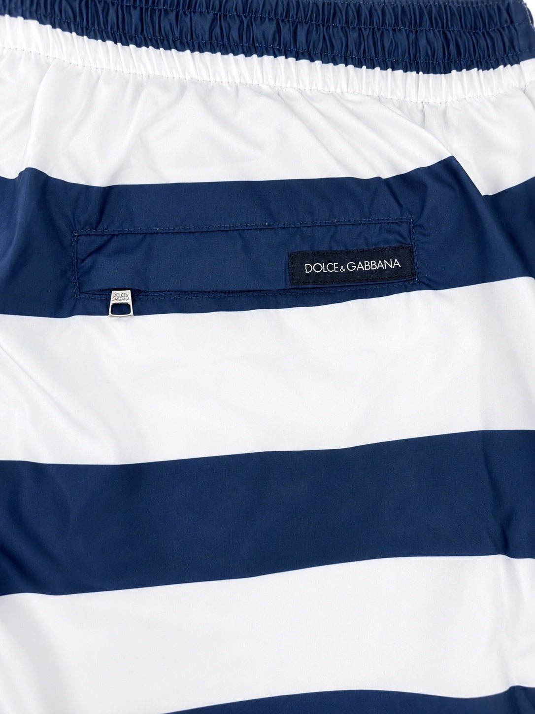 Dolce & Gabbana Dolce & Gabbana Capri Print Stripe Swim Shorts Blue White Men XL | NWT - Vestir