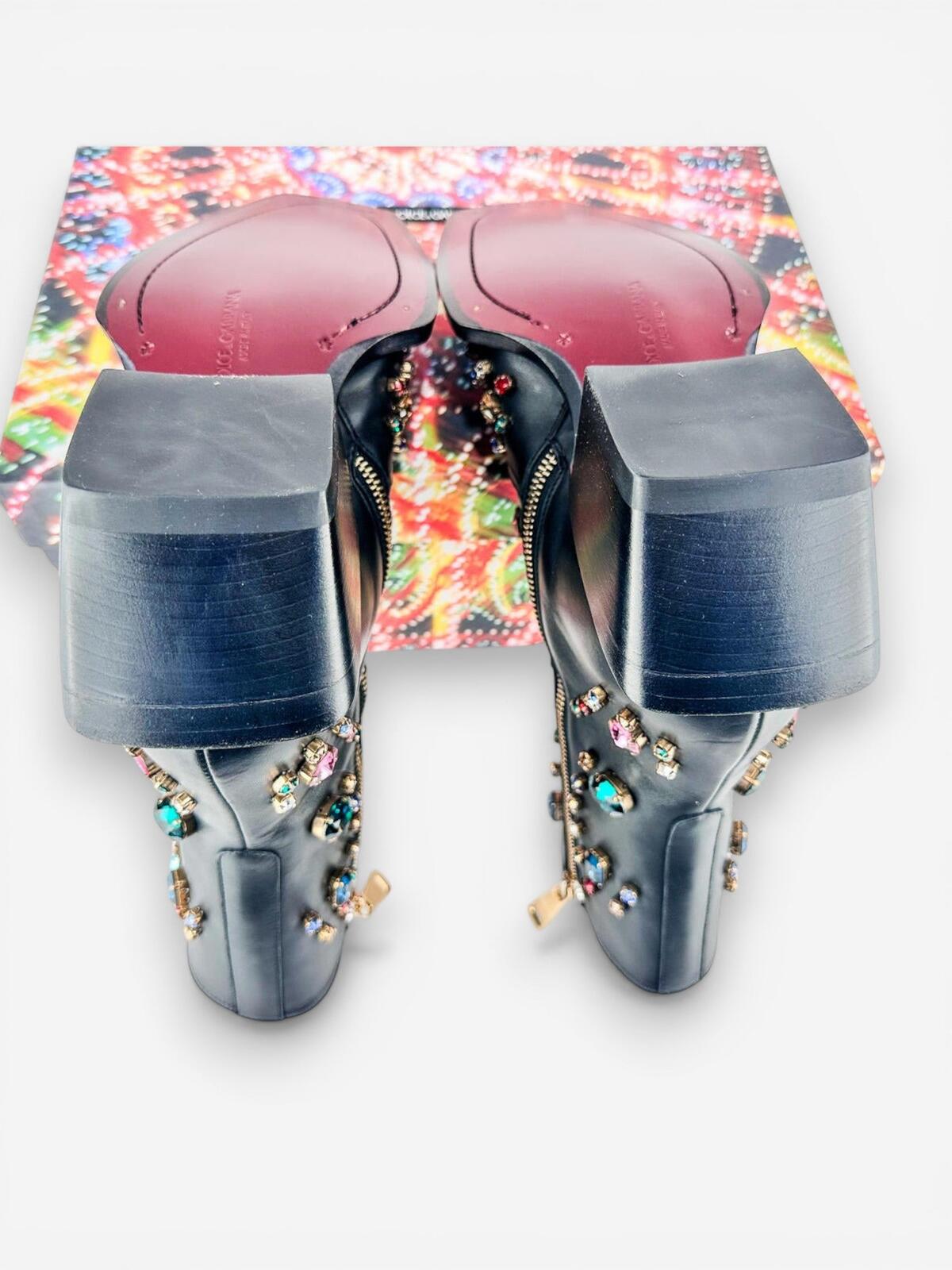Dolce & Gabbana Dolce & Gabbana Crystal Rhinestone Western Cowboy Boot Black Men EU 39 | NIB - Vestir