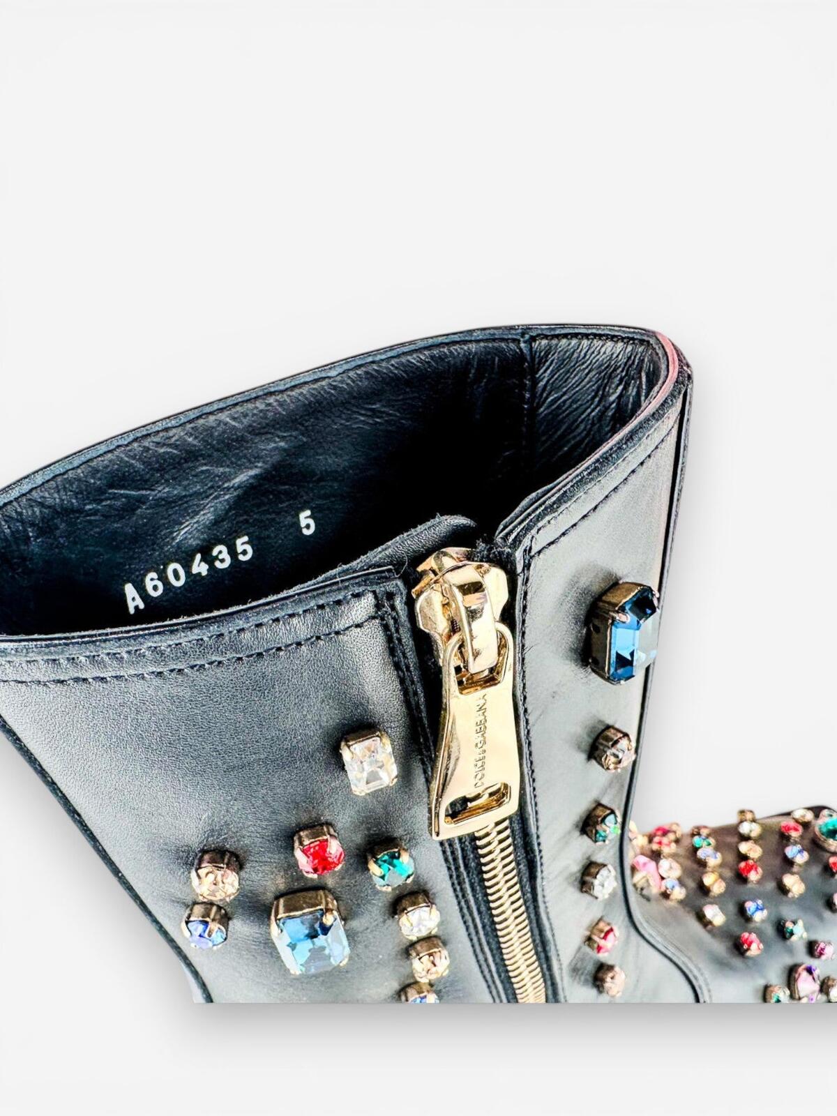 Dolce & Gabbana Dolce & Gabbana Crystal Rhinestone Western Cowboy Boot Black Men EU 39 | NIB - Vestir