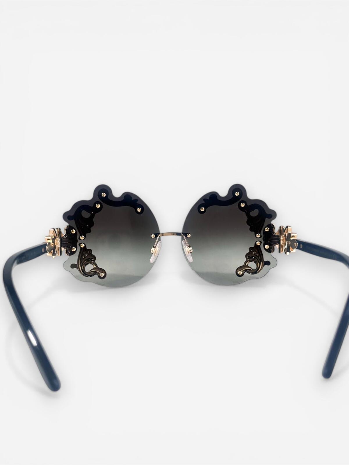 Dolce & Gabbana Dolce & Gabbana DG2195 Rimless Baroque Gold Black Sunglasses | NWT Rare - Vestir