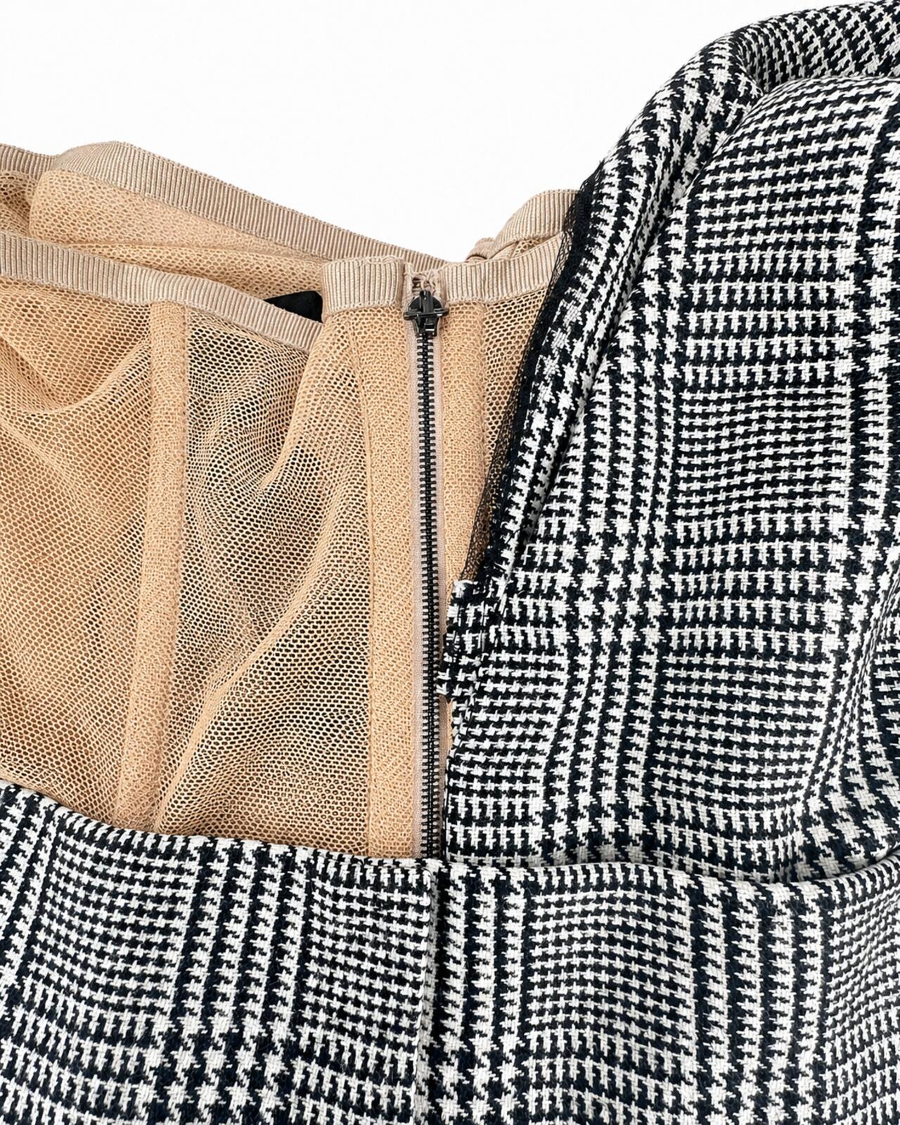 Dolce & Gabbana Dolce & Gabbana Glen Plaid One-Shoulder Bustier Midi Dress IT 40 US 4 | NWT - Vestir