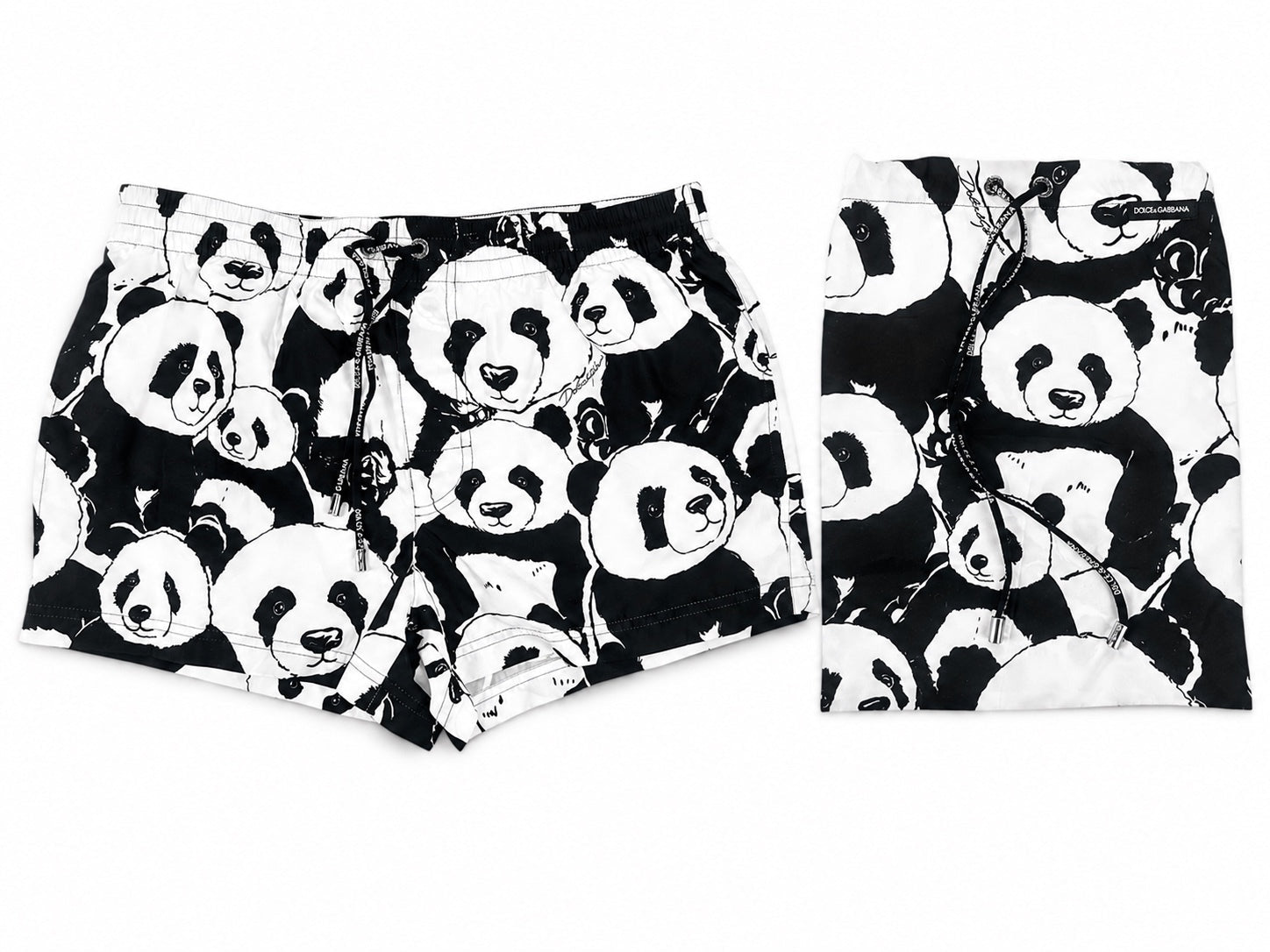 Dolce & Gabbana Dolce & Gabbana Panda Print Swim Shorts Black White Men XS IT 3 | NWT - Vestir
