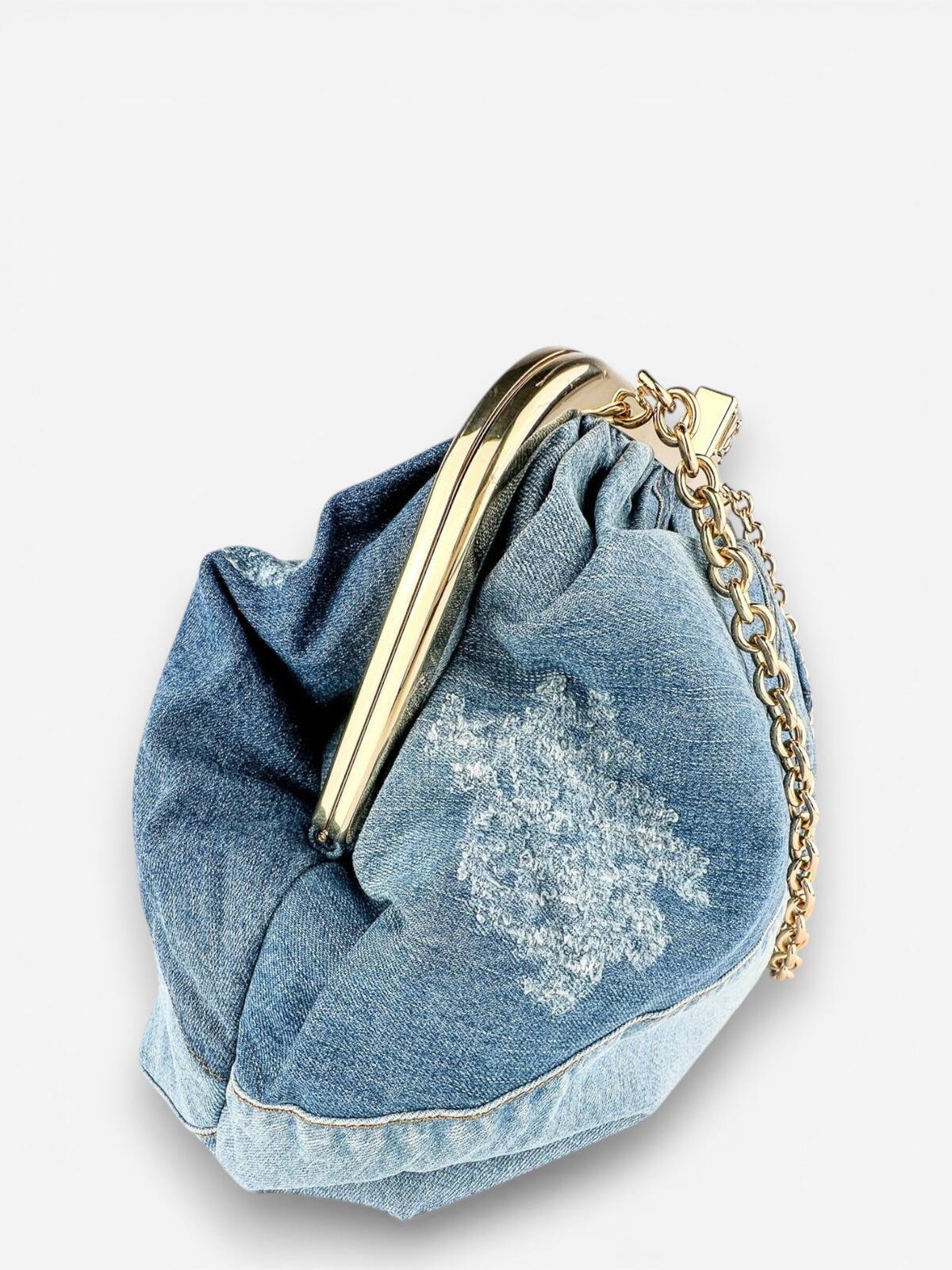 Dolce & Gabbana Dolce & Gabbana Patchwork Denim Frame Bag Gold Chain | Rare Collector NWT - Vestir