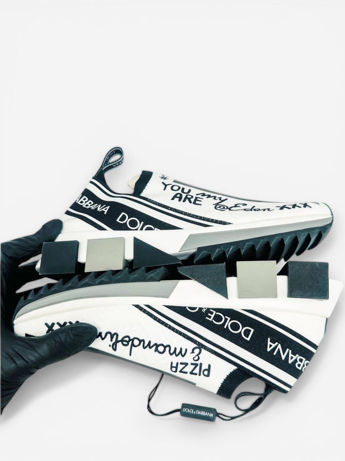 Dolce & Gabbana Dolce & Gabbana Sorrento Graffiti Slip-On Sneaker White Black EU 35 US 5 | NWT - Vestir