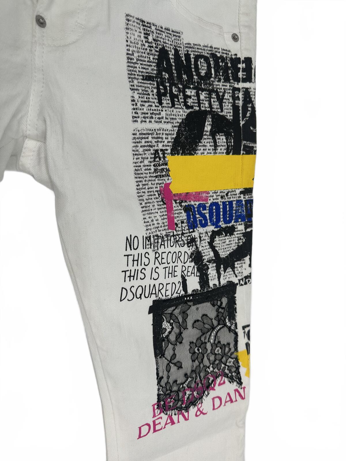 Dsquared2 Dsquared2 Cool Girl Cropped Jeans White Graphic Print IT 38 W32 NWT - Vestir