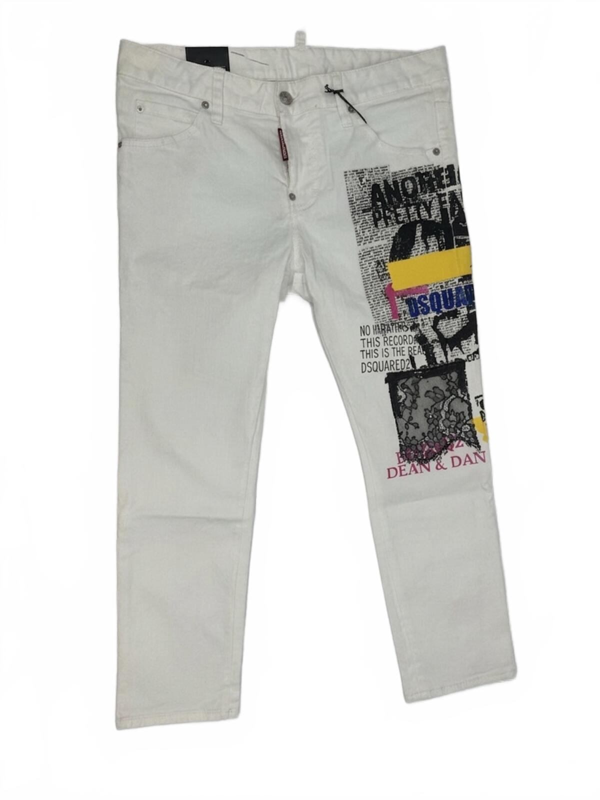 Dsquared2 Dsquared2 Cool Girl Cropped Jeans White Graphic Print IT 38 W32 NWT - Vestir