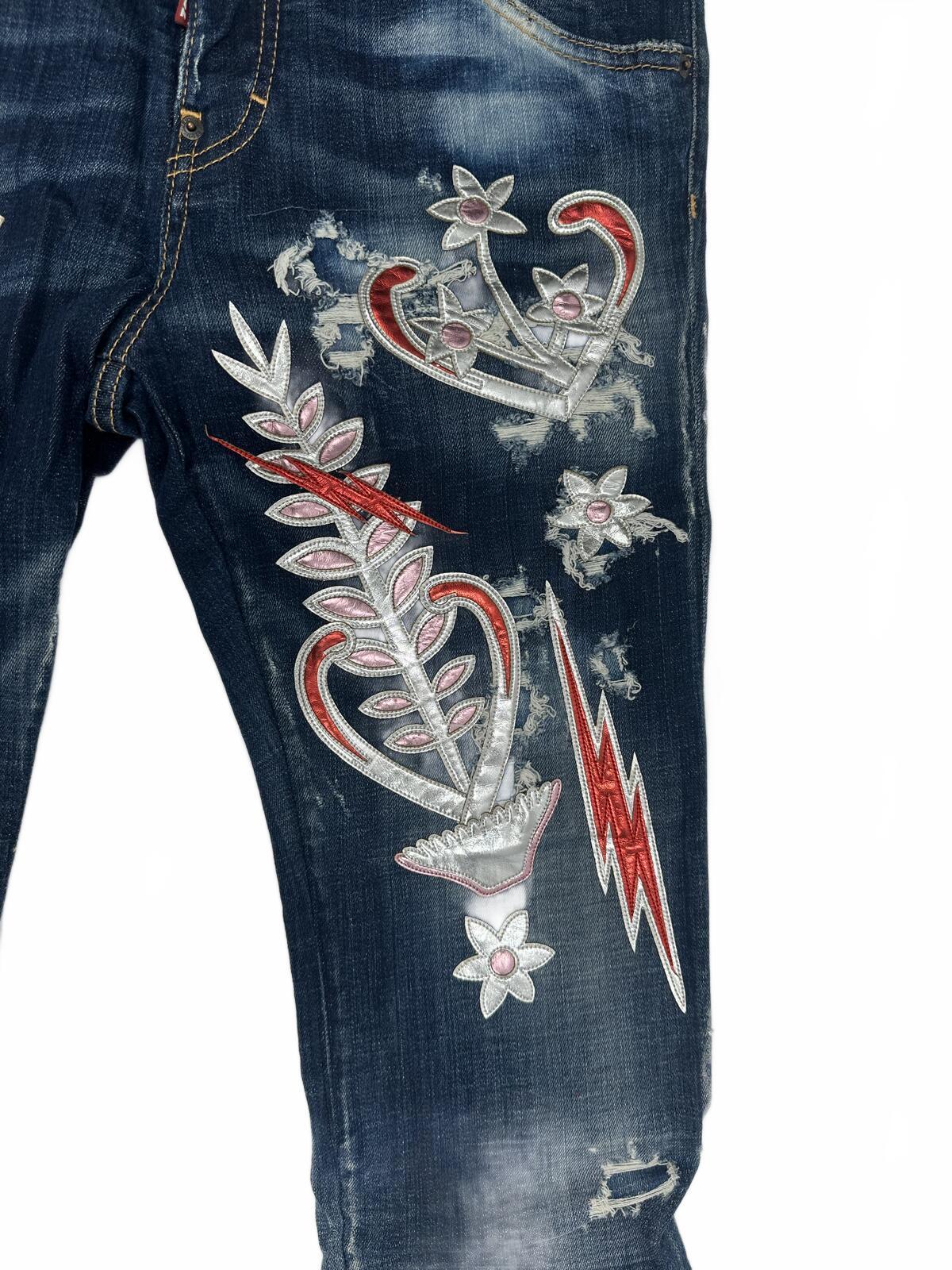 Dsquared2 Dsquared2 Cool Girl Jean Embroidered Appliqué Distressed IT38 NWT S72LA0960 - Vestir