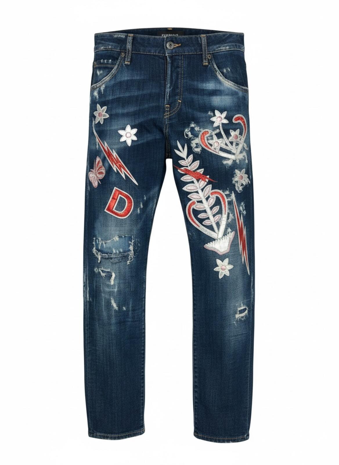 Dsquared2 Dsquared2 Cool Girl Jean Embroidered Appliqué Distressed IT38 NWT S72LA0960 - Vestir