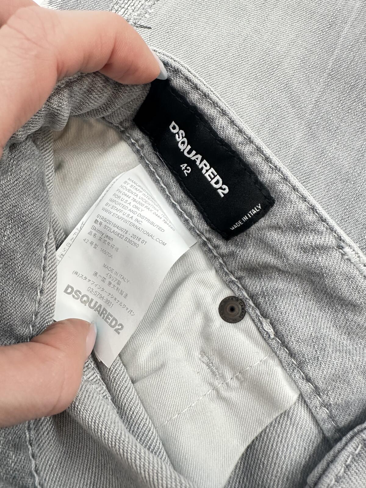 Dsquared2 Dsquared2 Hawaiian Grunge Men’s Skinny Jean Grey Paint Splatter IT 42 | NWT - Vestir