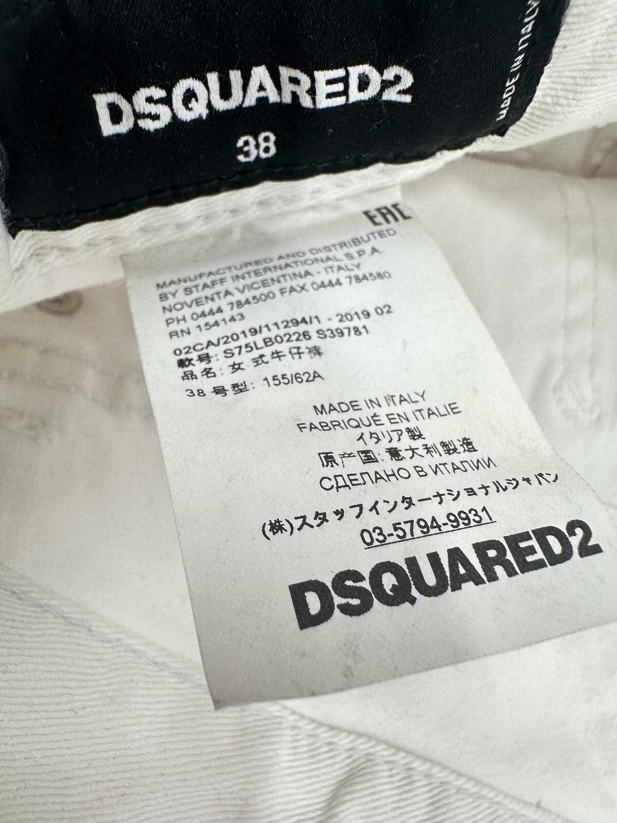 Dsquared2 Dsquared2 Jennifer Jean White Mid Rise Skinny IT38 NWT S75LB0226 - Vestir