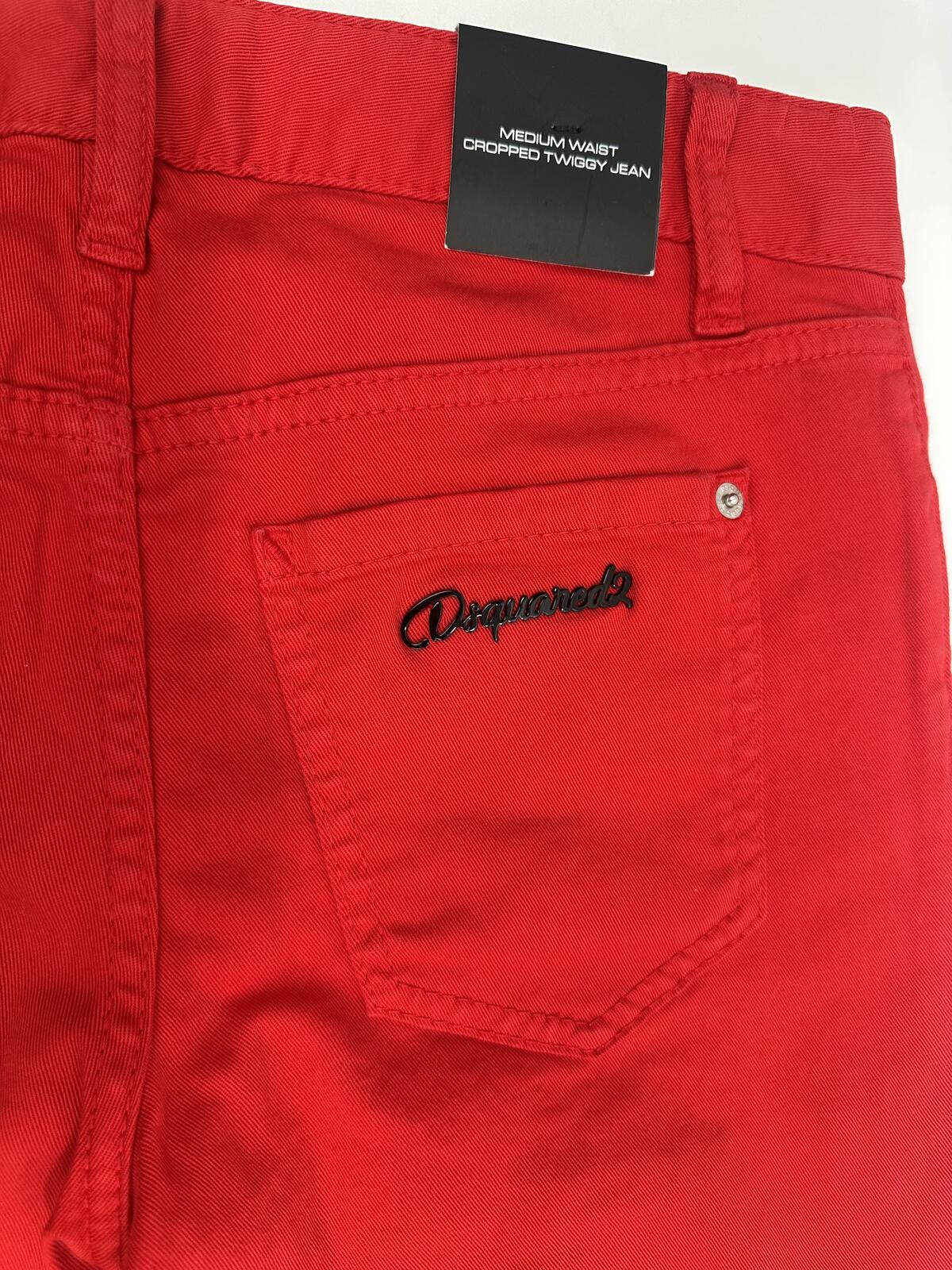 Dsquared2 Dsquared2 Medium Waist Cropped Twiggy Women Jean Red IT38 NWT S75LB0127 - Vestir