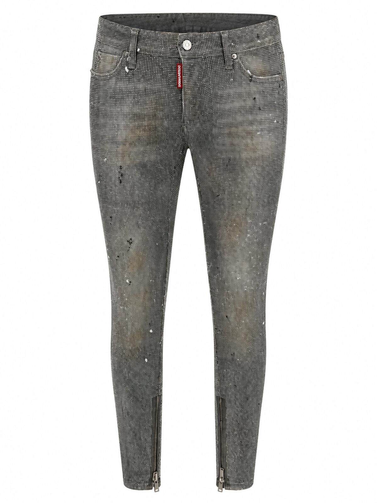 Dsquared2 Dsquared2 Medium Waist Skinny Jean Crystal Embellished Grey IT38 NWT - Vestir